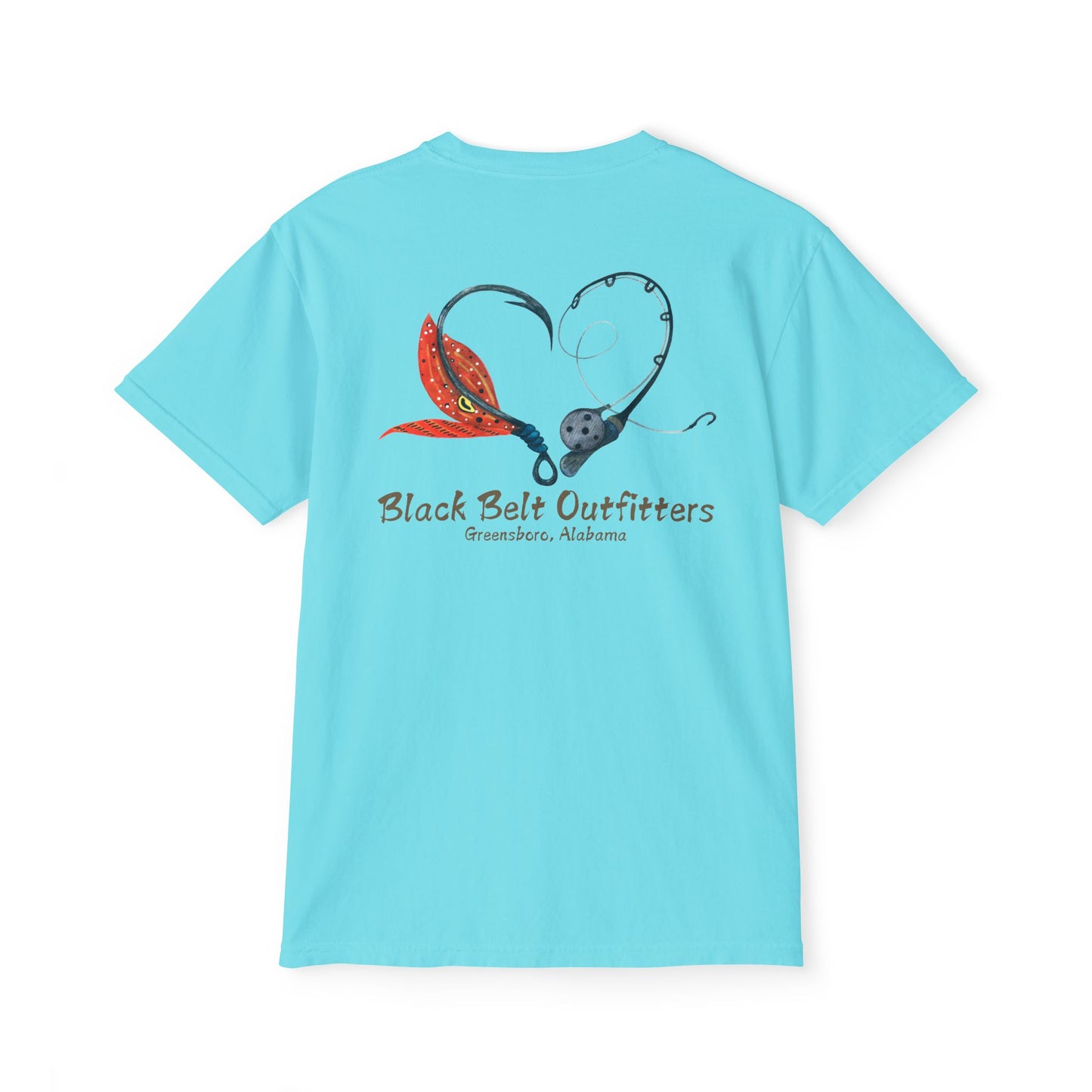 Black belt outfitters Fishing Poles Heart Unisex Garment-Dyed Pocket T-Shirt