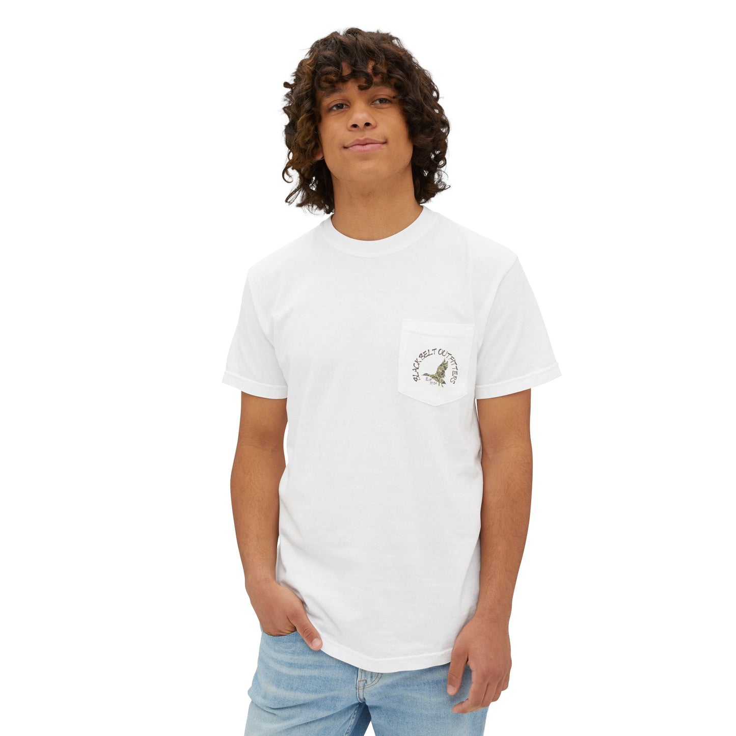 Black belt outfitters, duck hunting custom design hunting Unisex Garment-Dyed Pocket T-Shirt