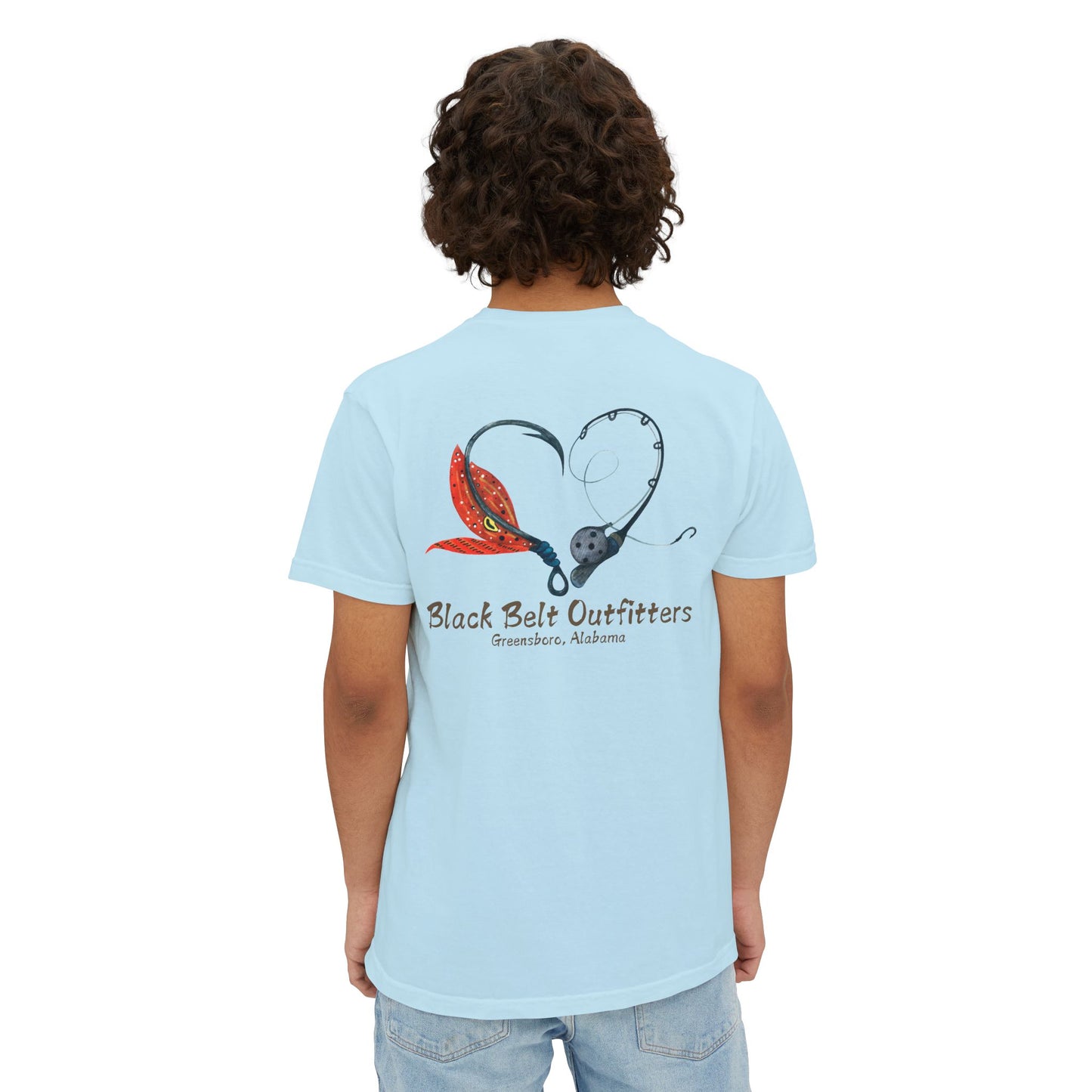 Black belt outfitters Fishing Poles Heart Unisex Garment-Dyed Pocket T-Shirt