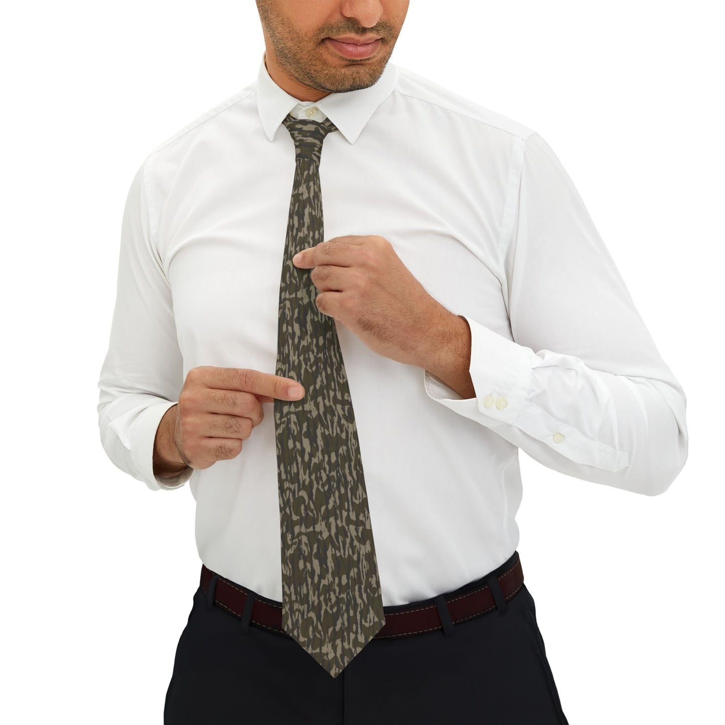 Bottomland Camo Necktie, Stylish Men's Tie, Fashion Accessory for Weddings, Casual Wear, Business Attire, Gift for Him