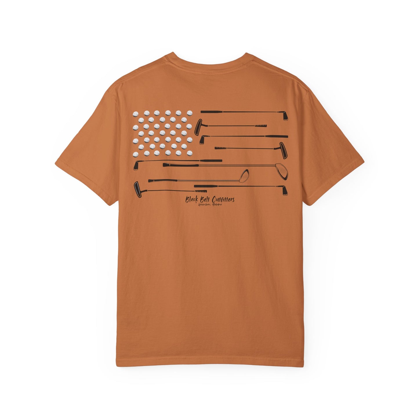 Golf Theme American Flag Unisex Garment-Dyed T-shirt