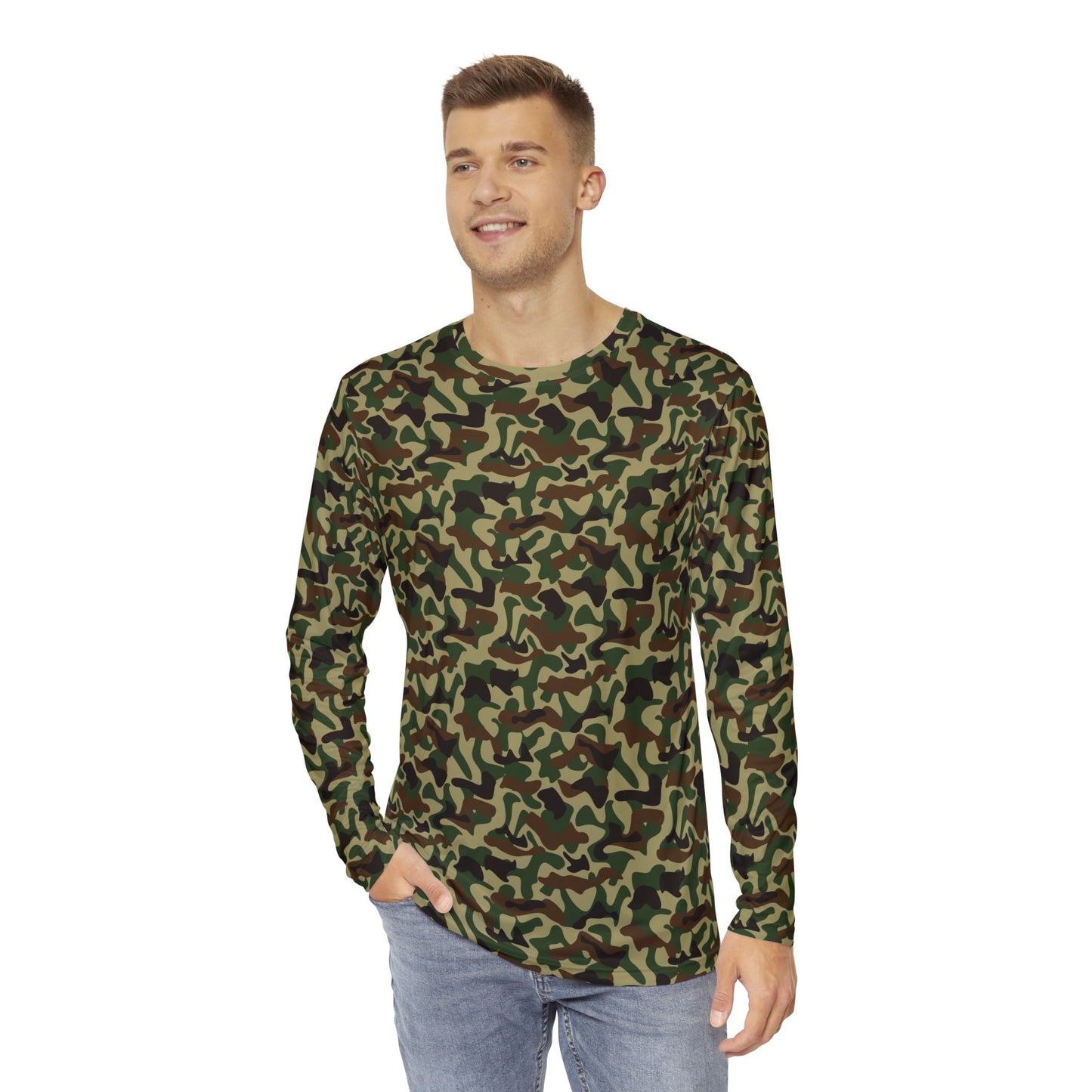 Retro camo print Men's Long Sleeve Shirt (AOP)