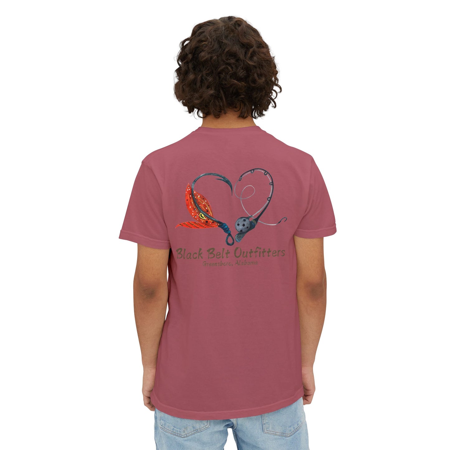 Black belt outfitters Fishing Poles Heart Unisex Garment-Dyed Pocket T-Shirt