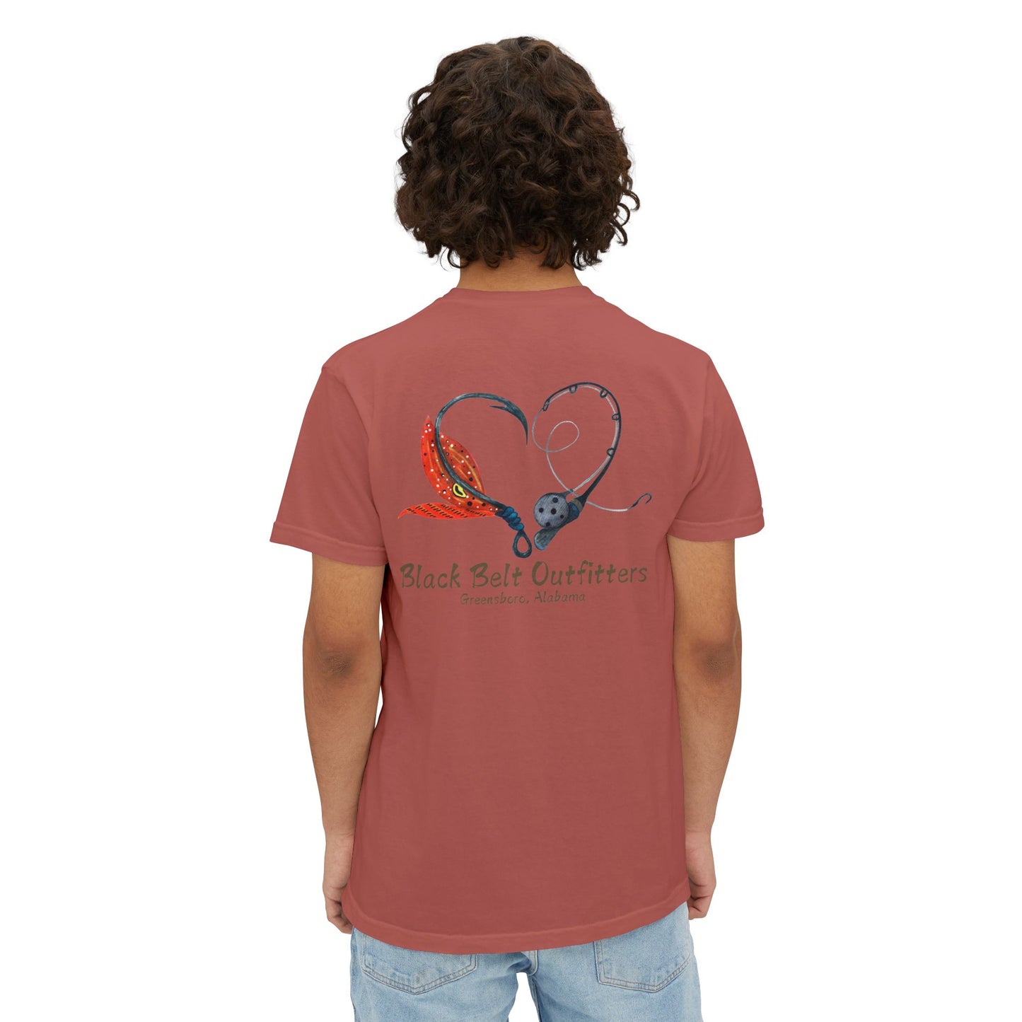 Black belt outfitters Fishing Poles Heart Unisex Garment-Dyed Pocket T-Shirt