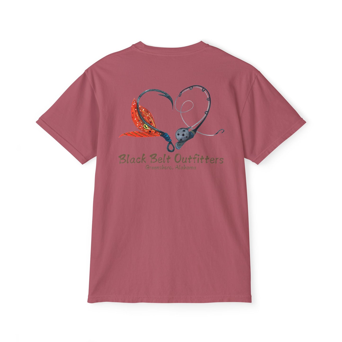 Black belt outfitters Fishing Poles Heart Unisex Garment-Dyed Pocket T-Shirt