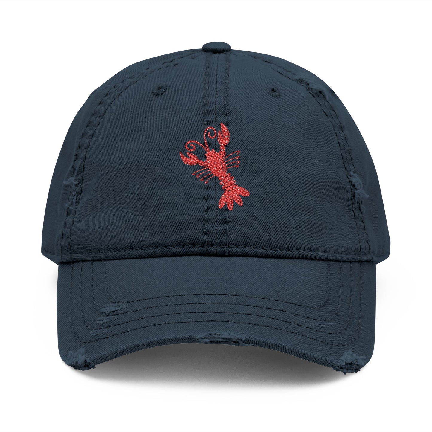 Crawfish Embroidered Distressed Dad Hat, Casual Summer Cap, Beach Style, Fishing Gift for Dad, Vintage Baseball Hat