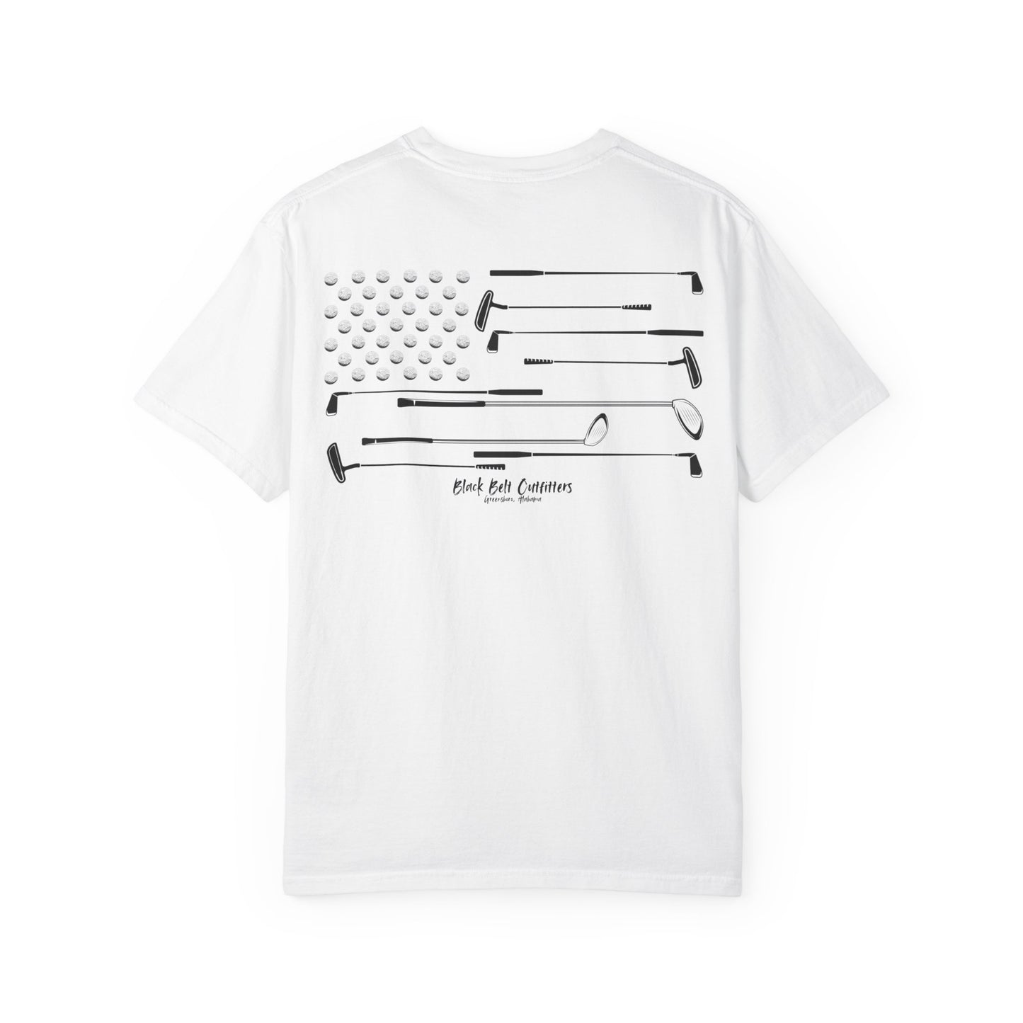 Golf Theme American Flag Unisex Garment-Dyed T-shirt