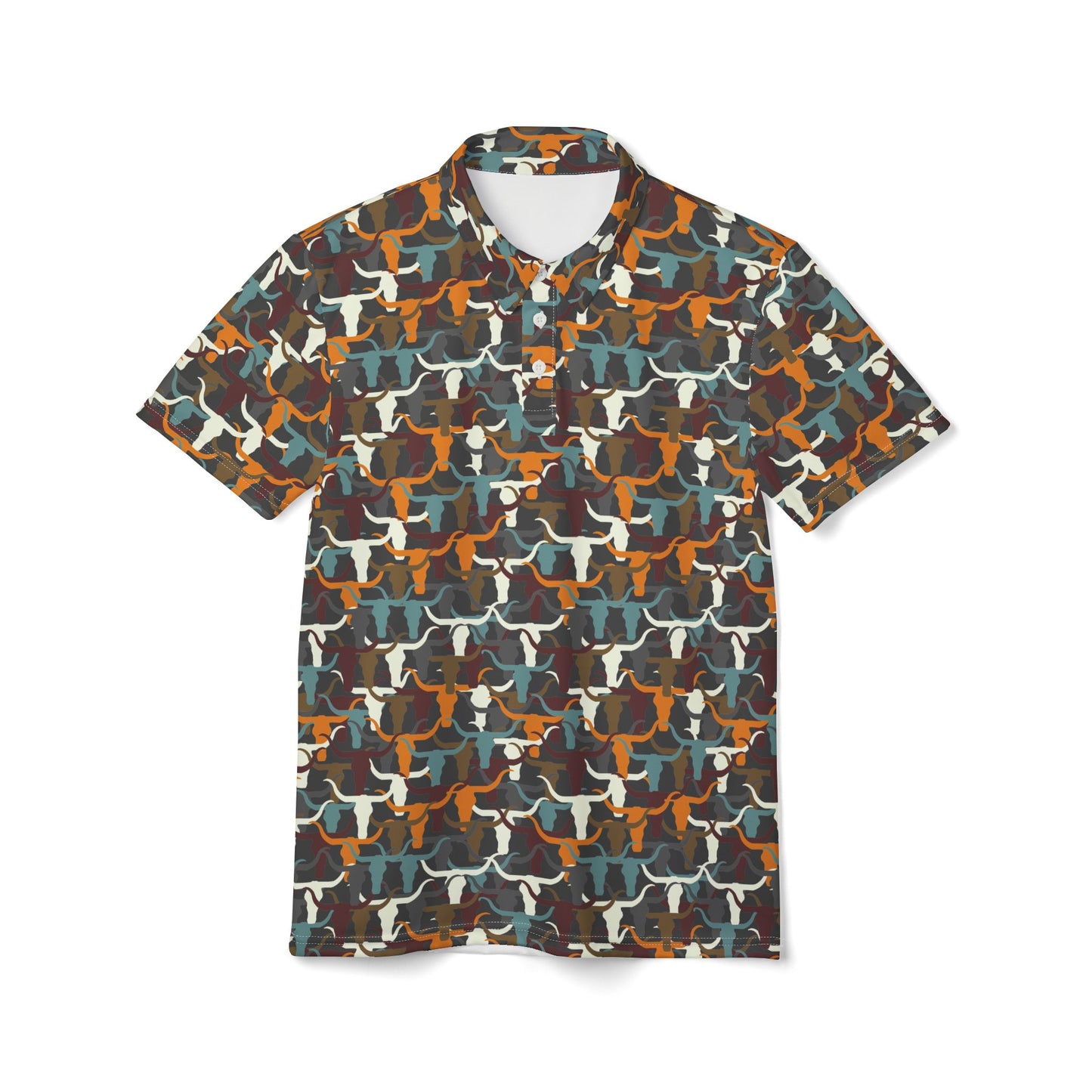 Custom Longhorn Camo Unisex Polo Shirt, Casual Wear, Outdoor Adventures, Gift for Him, Summer Look
