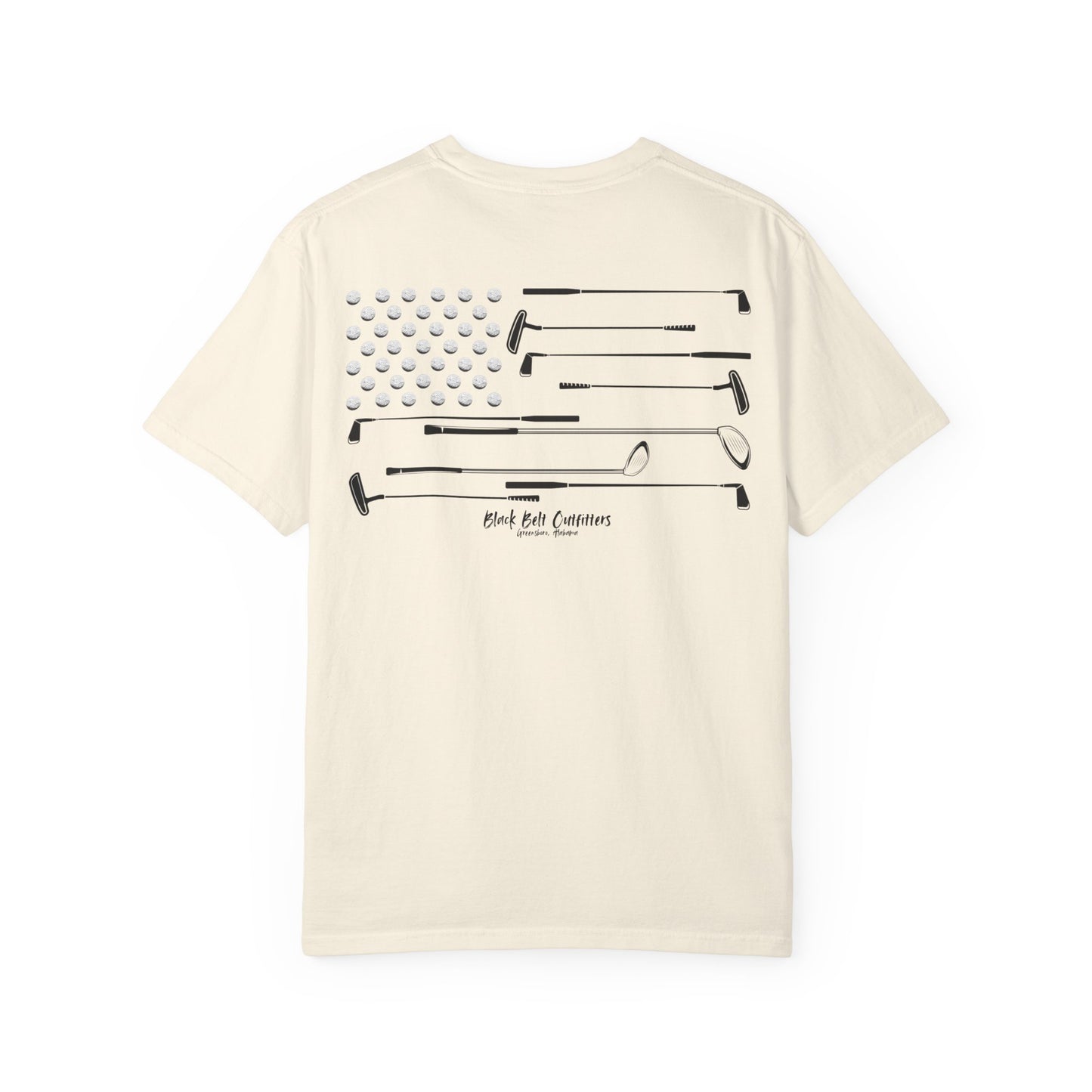 Golf Theme American Flag Unisex Garment-Dyed T-shirt