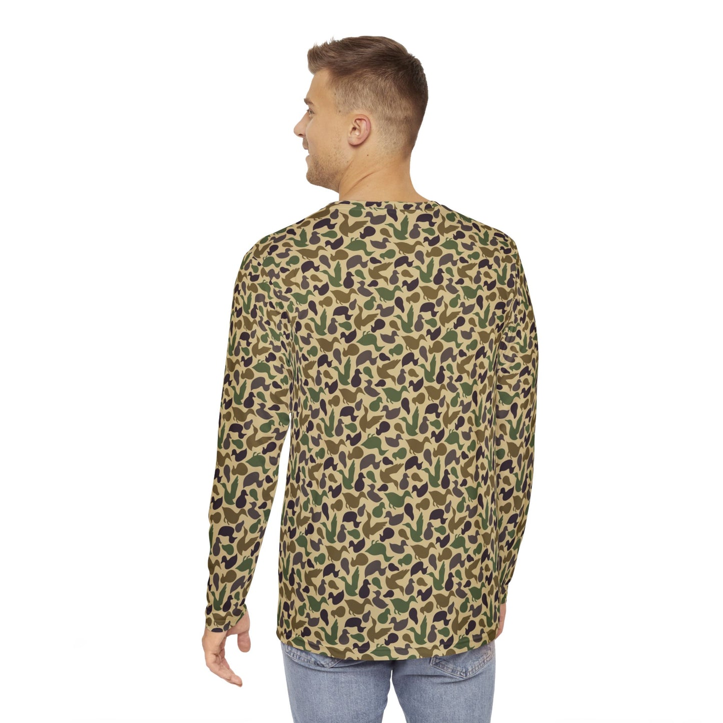 Old school custom duck camo, Men's Long Sleeve Shirt (AOP)
