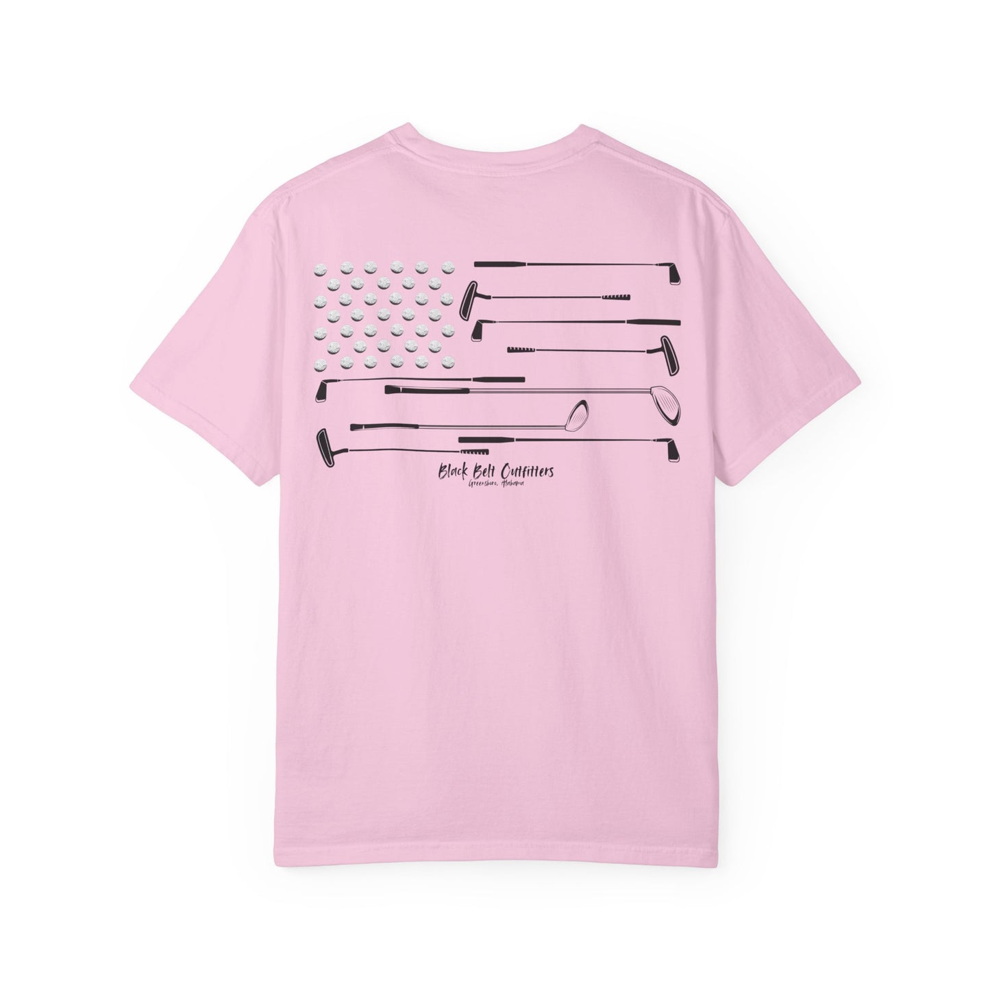 Golf Theme American Flag Unisex Garment-Dyed T-shirt