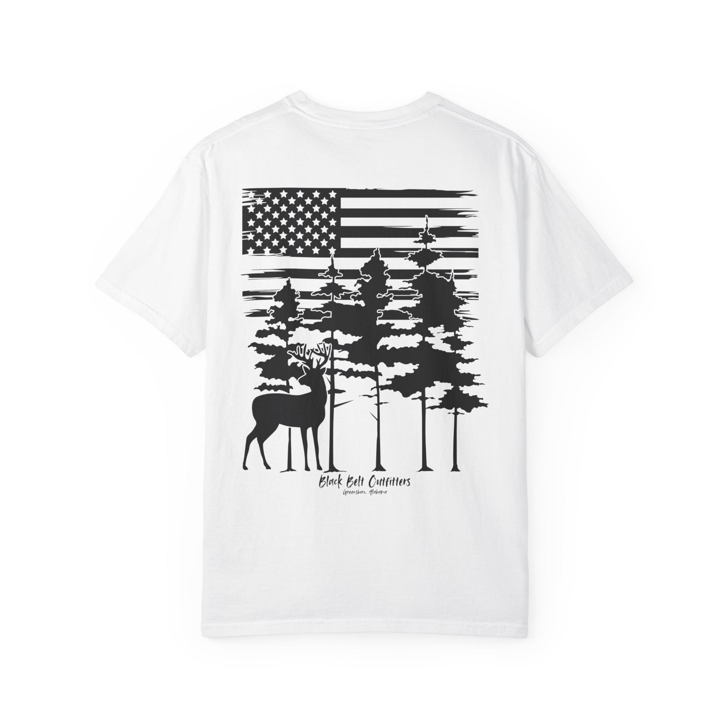 American Flag Whitetail Unisex Garment-Dyed Pocket T-Shirt