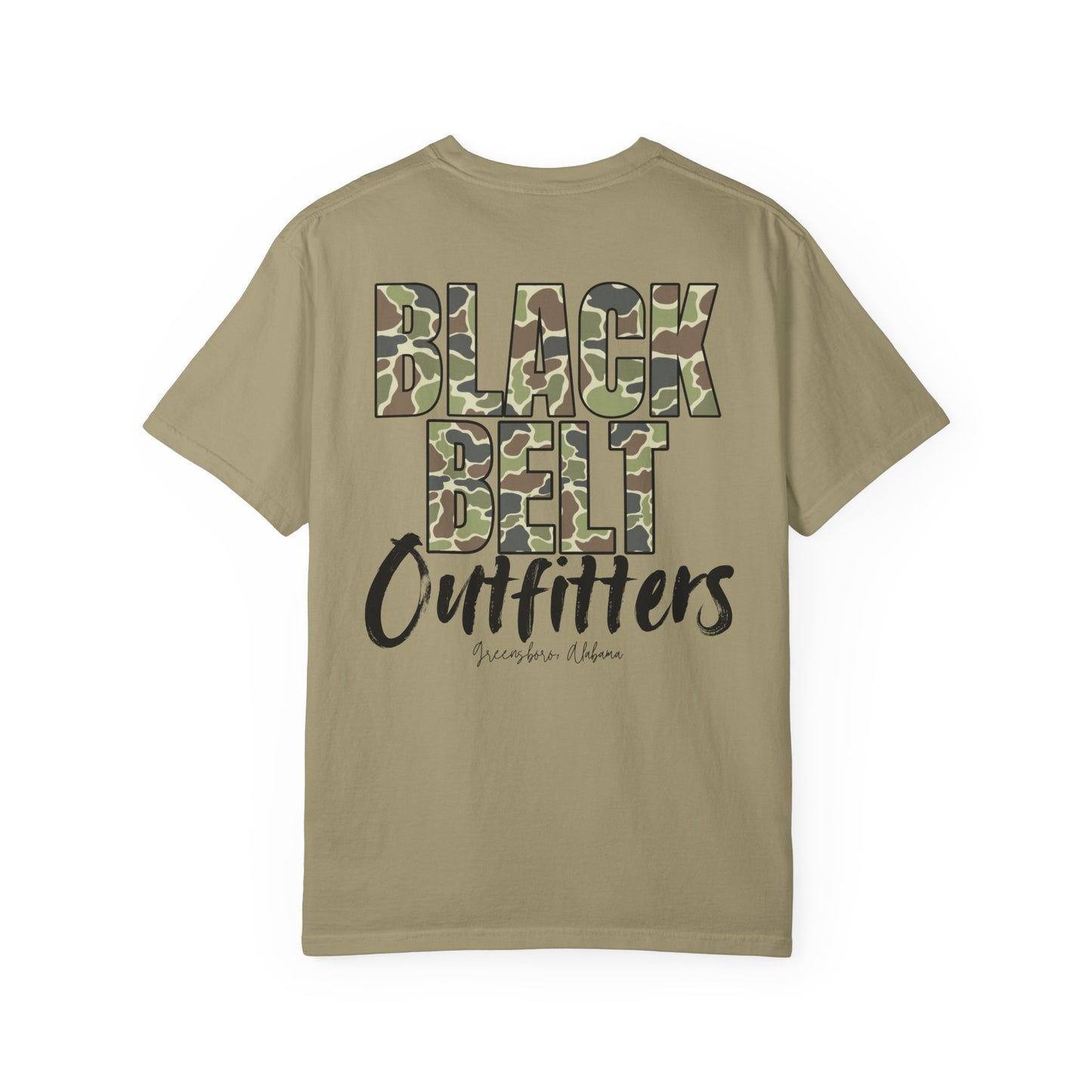 Black Belt Outfitters Camo Logo Unisex Garment-Dyed Pocket T-Shirt