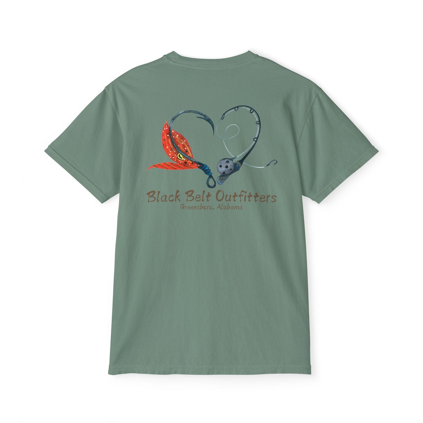 Black belt outfitters Fishing Poles Heart Unisex Garment-Dyed Pocket T-Shirt
