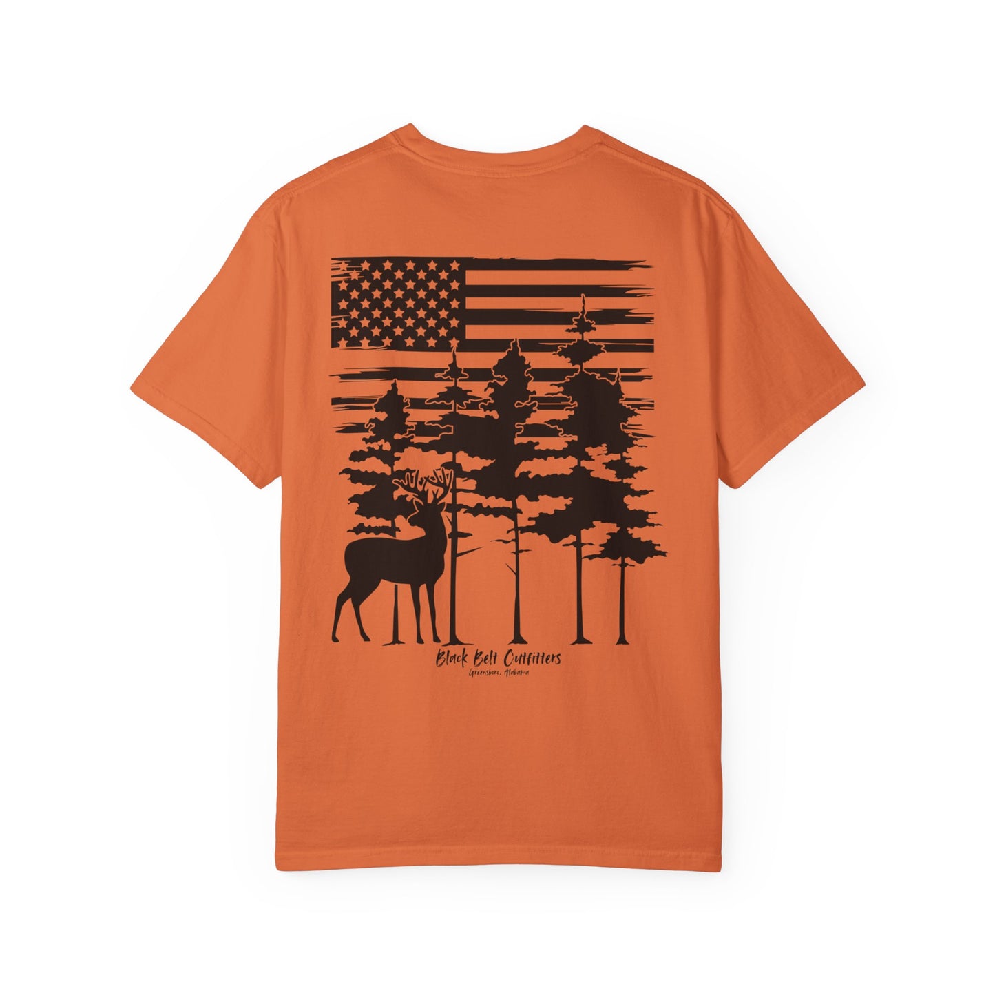 American Flag Whitetail Unisex Garment-Dyed Pocket T-Shirt