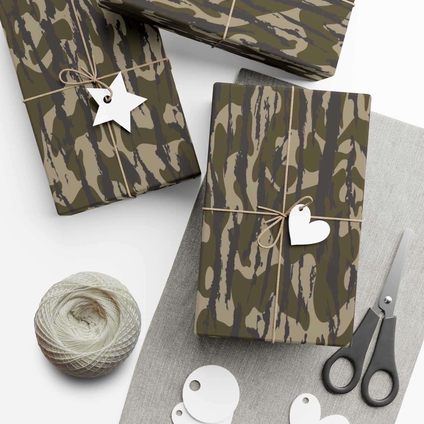 Bottomland Camo Gift Wrap Paper, Perfect for Holidays, Birthdays, Parties, Eco-Friendly Packaging, Unique Camo Design