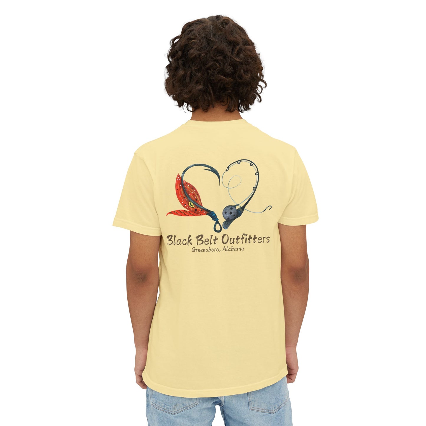 Black belt outfitters Fishing Poles Heart Unisex Garment-Dyed Pocket T-Shirt