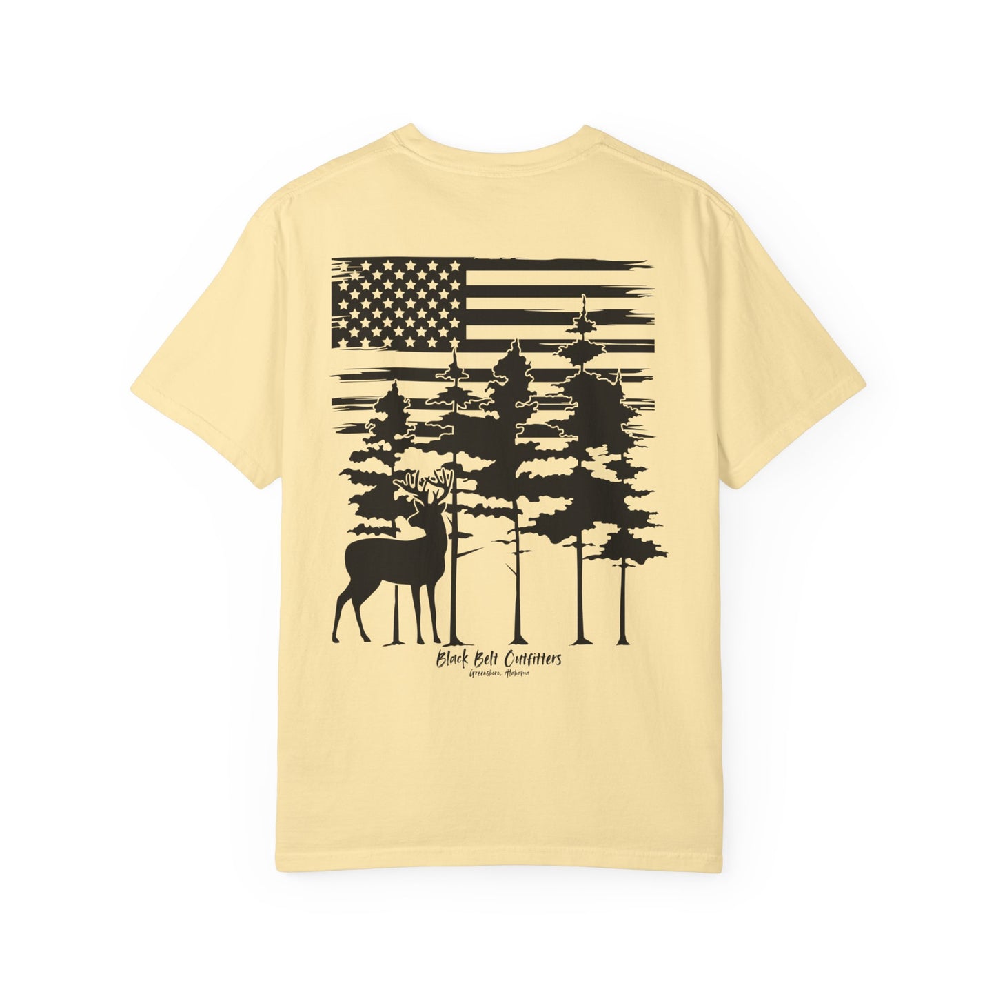 American Flag Whitetail Unisex Garment-Dyed Pocket T-Shirt
