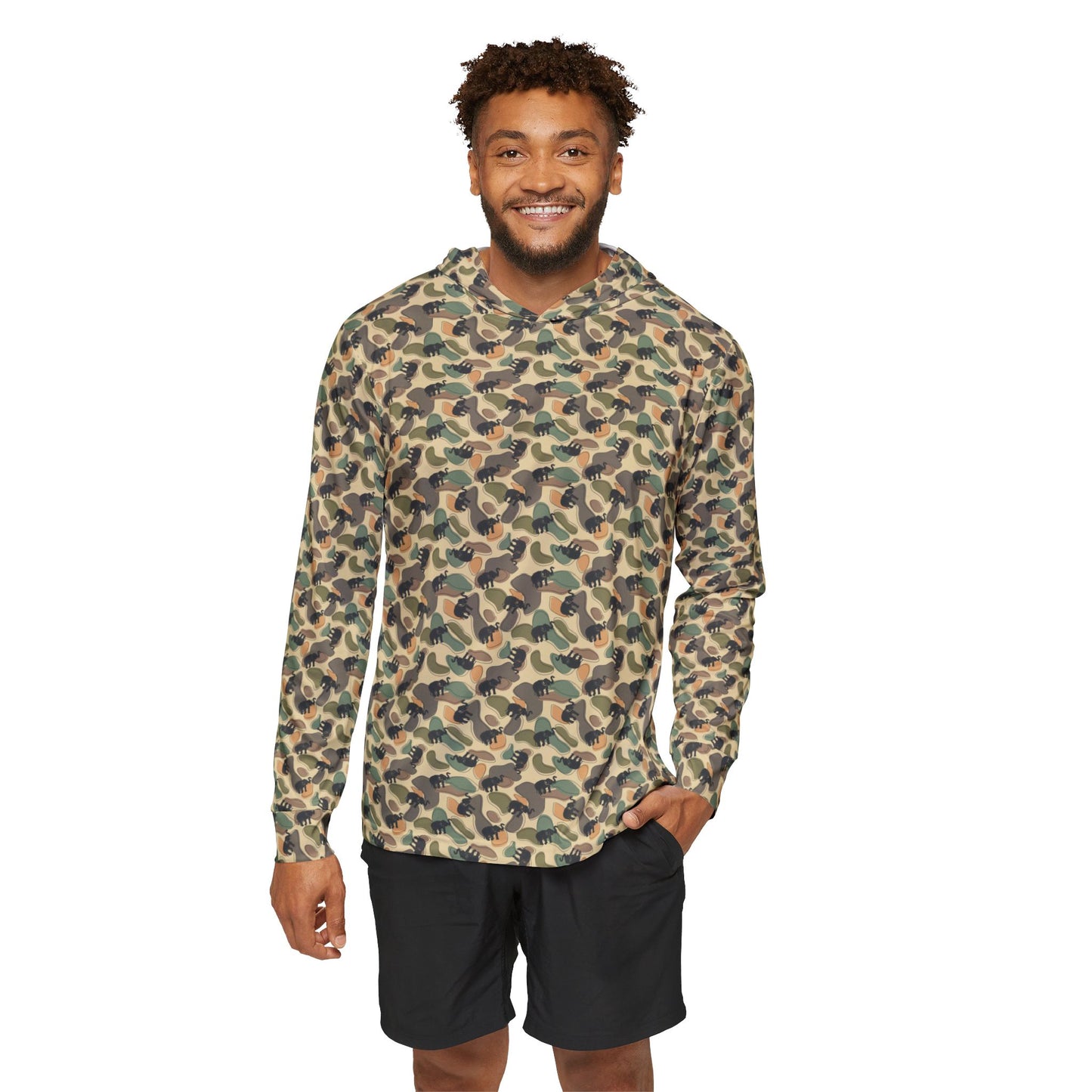 GAMEDAY GREY ELEPHANT Camo Sports Warmup Hoodie for Active Men, Perfect for Gym, Outdoor, Fitness, Exercising, and Sports Events