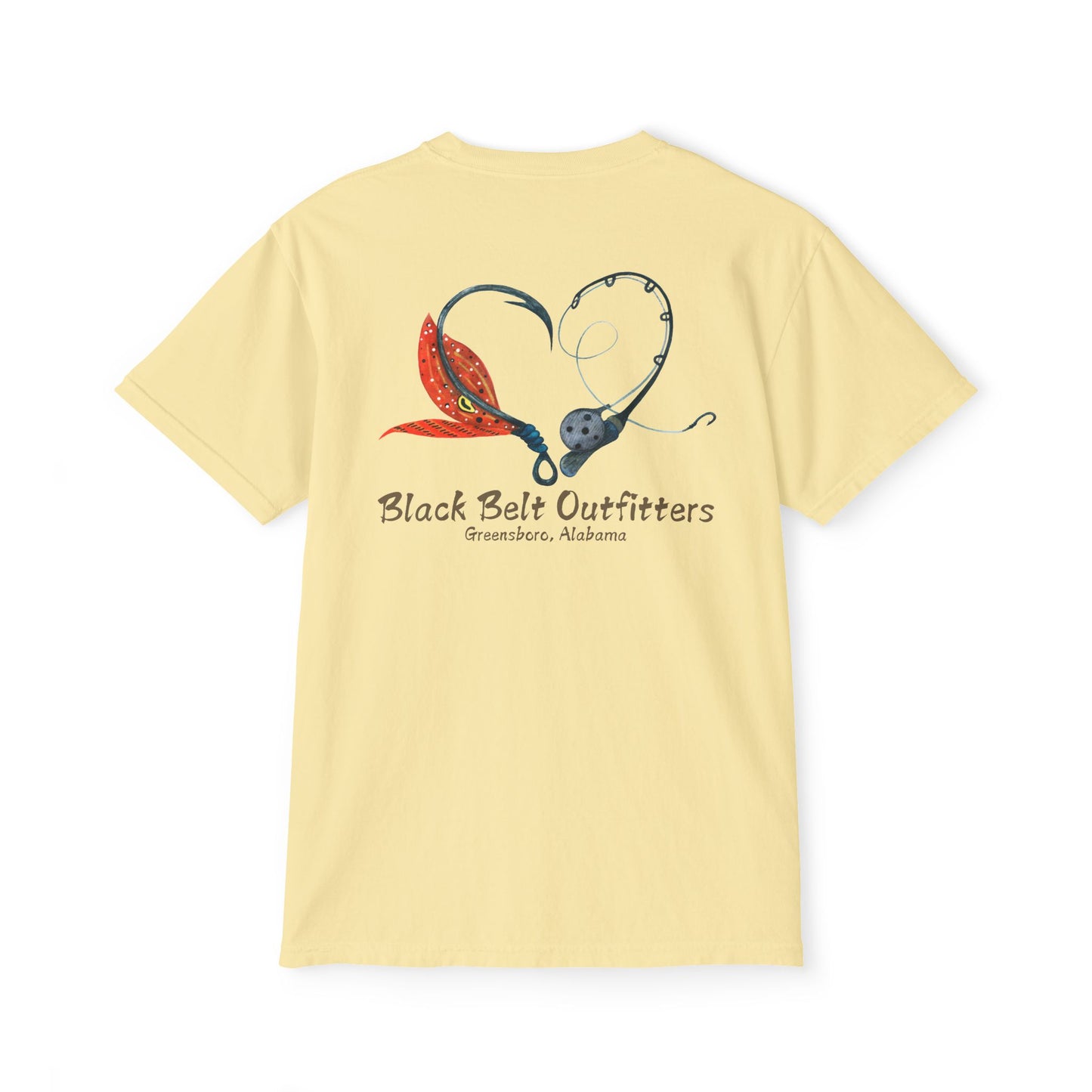 Black belt outfitters Fishing Poles Heart Unisex Garment-Dyed Pocket T-Shirt