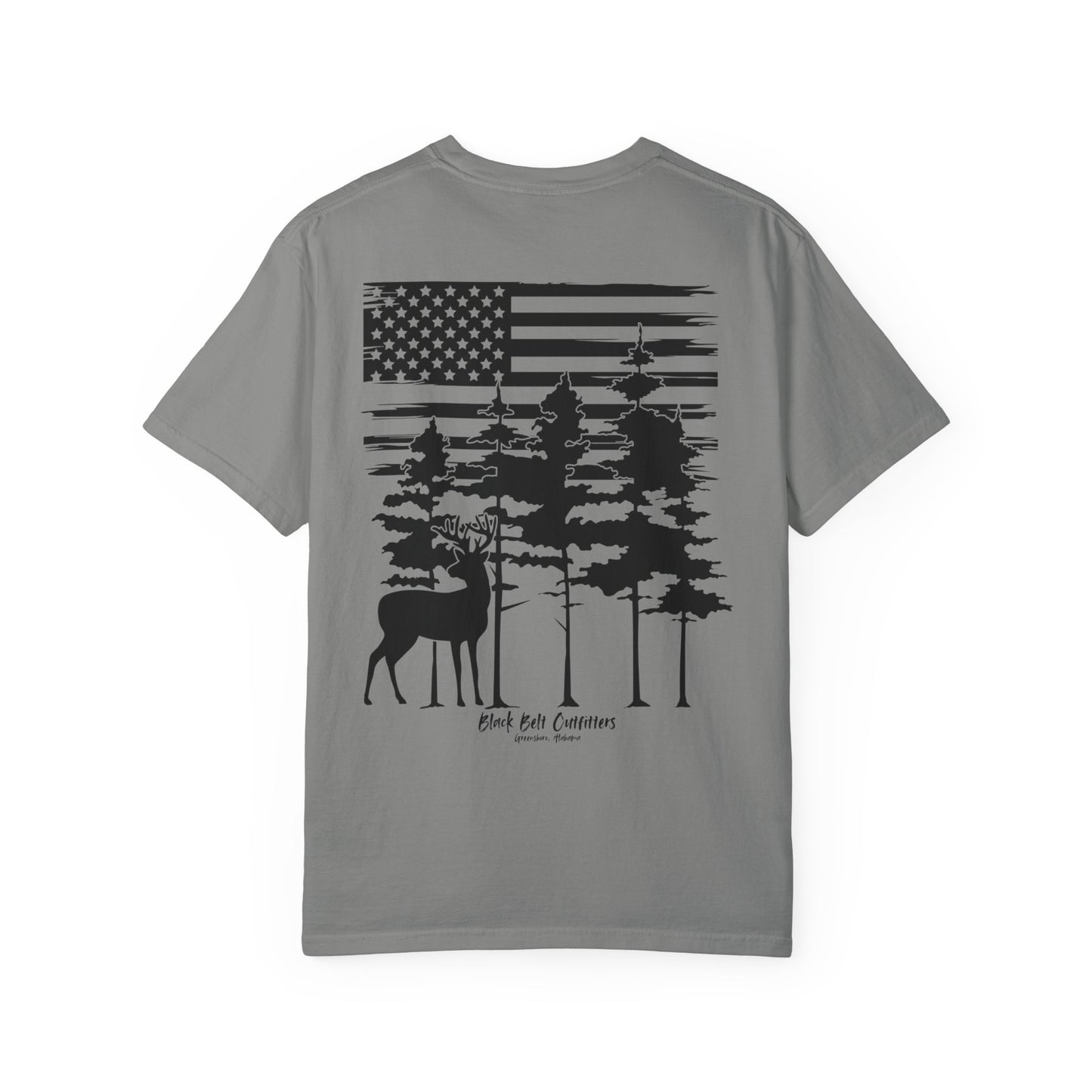 American Flag Whitetail Unisex Garment-Dyed Pocket T-Shirt