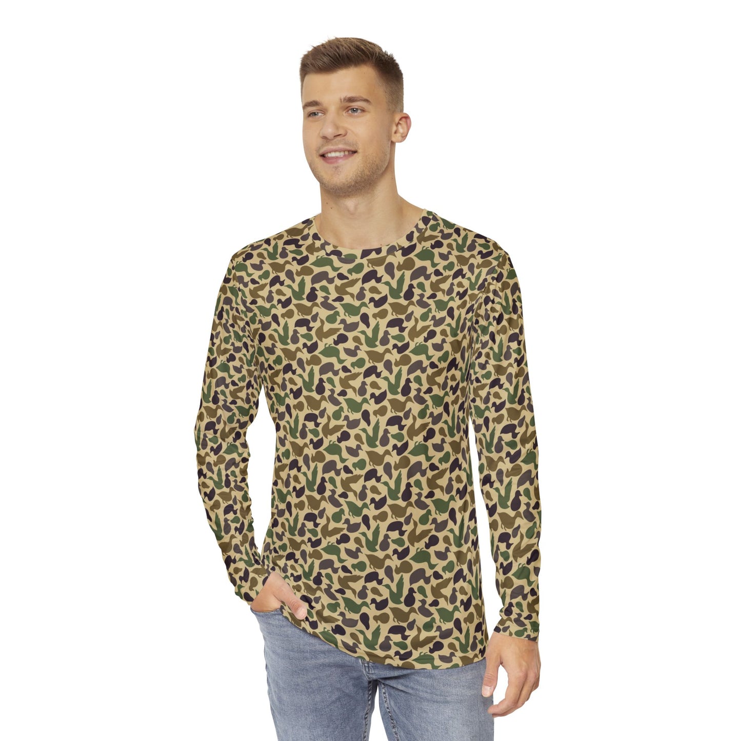 Old school custom duck camo, Men's Long Sleeve Shirt (AOP)