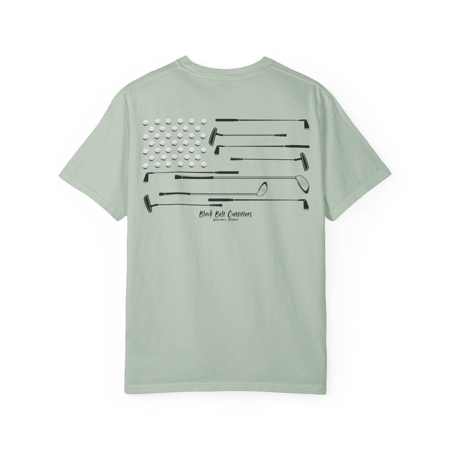 Golf Theme American Flag Unisex Garment-Dyed T-shirt