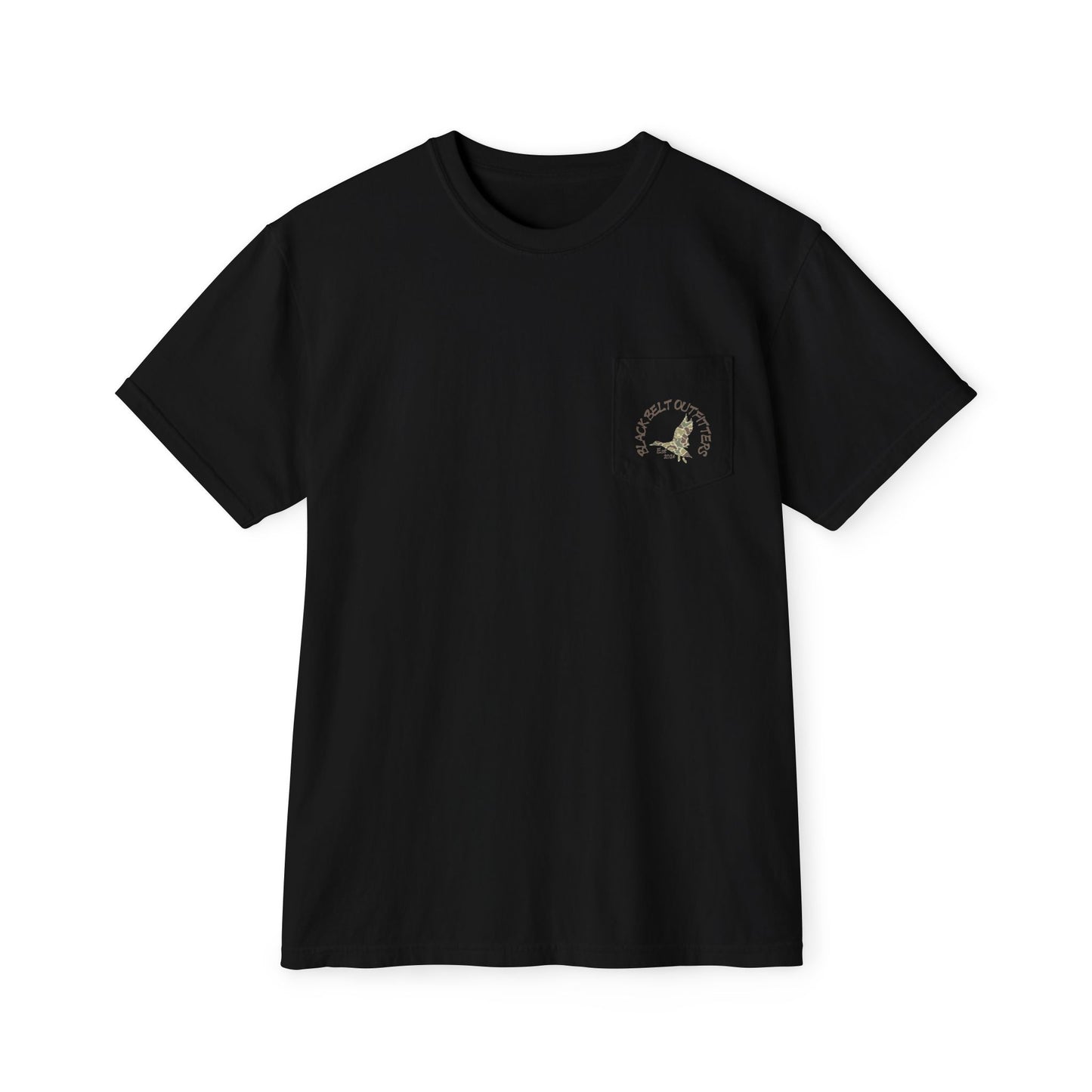 Black belt outfitters, duck hunting custom design hunting Unisex Garment-Dyed Pocket T-Shirt