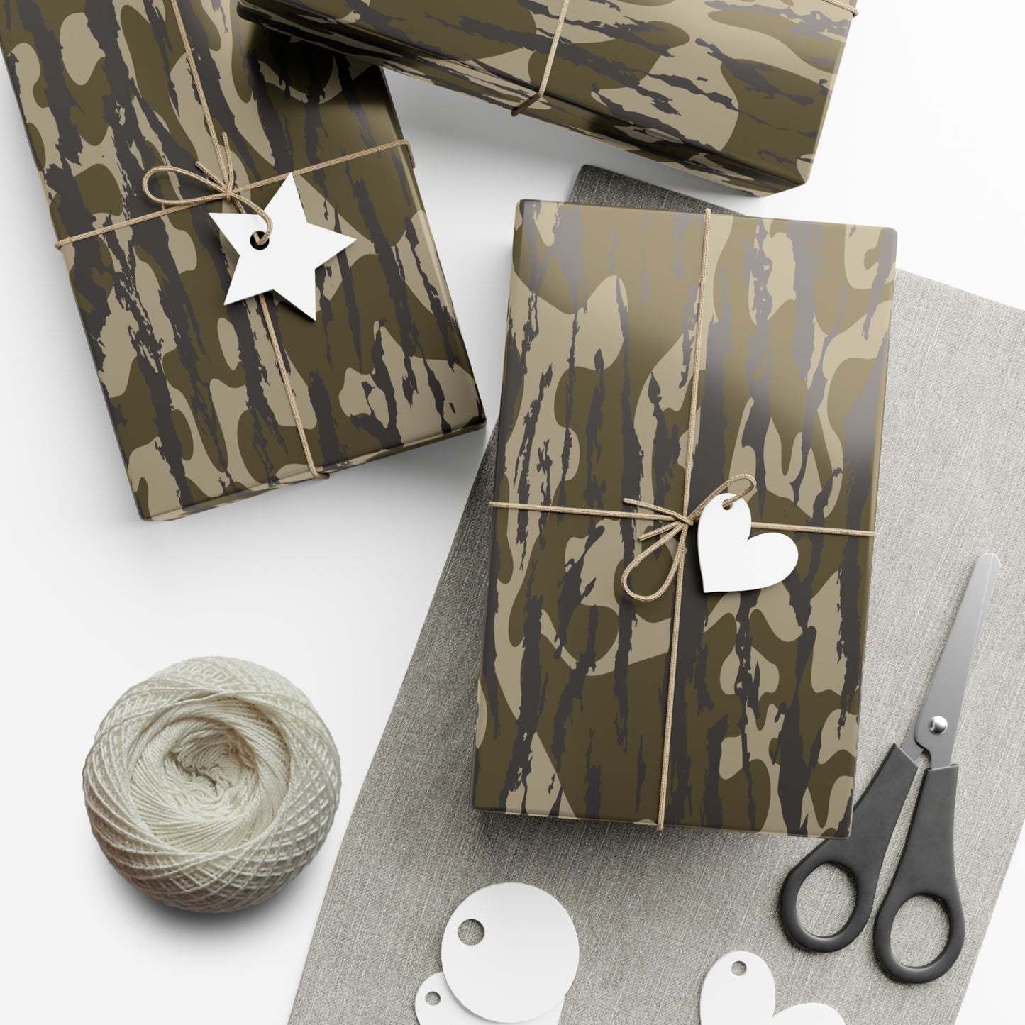 Bottomland Camo Gift Wrap Paper, Perfect for Holidays, Birthdays, Parties, Eco-Friendly Packaging, Unique Camo Design