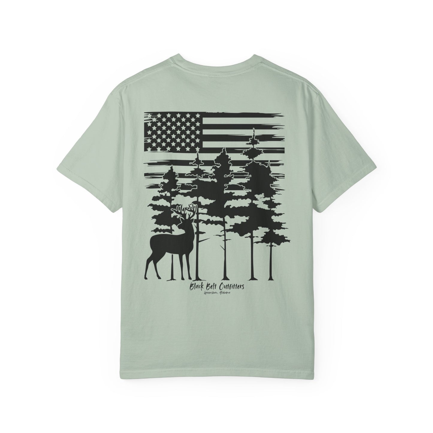 American Flag Whitetail Unisex Garment-Dyed Pocket T-Shirt