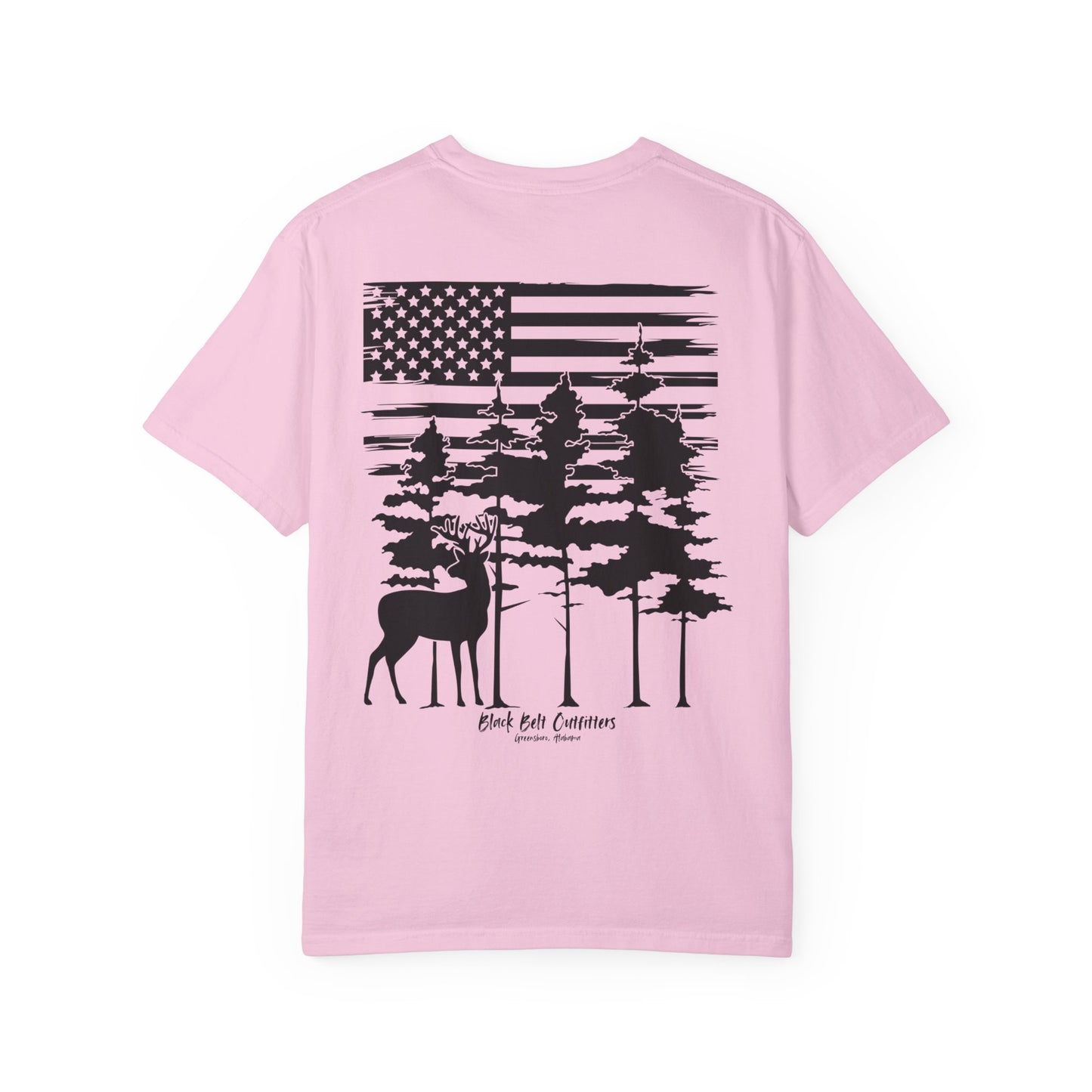 American Flag Whitetail Unisex Garment-Dyed Pocket T-Shirt