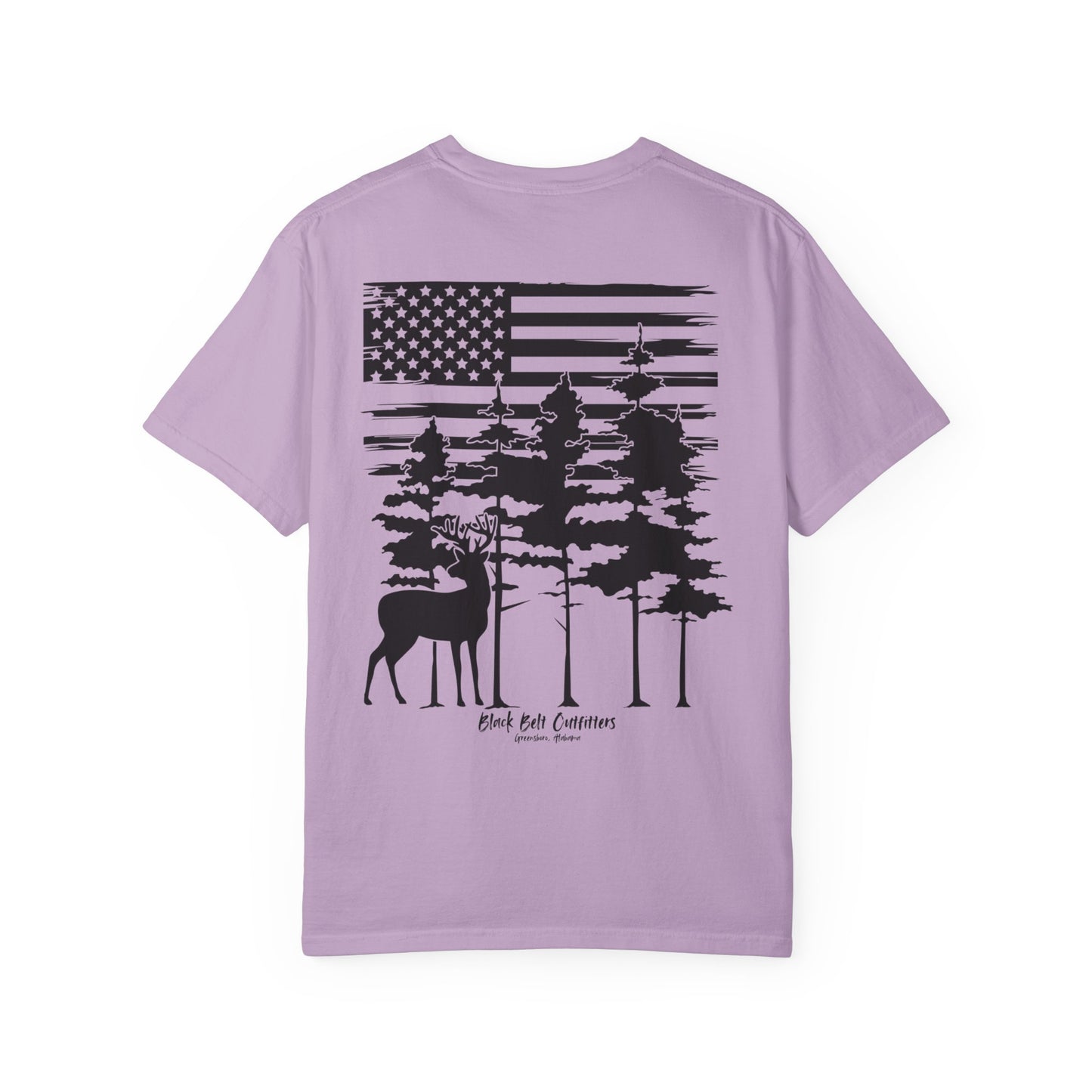 American Flag Whitetail Unisex Garment-Dyed Pocket T-Shirt