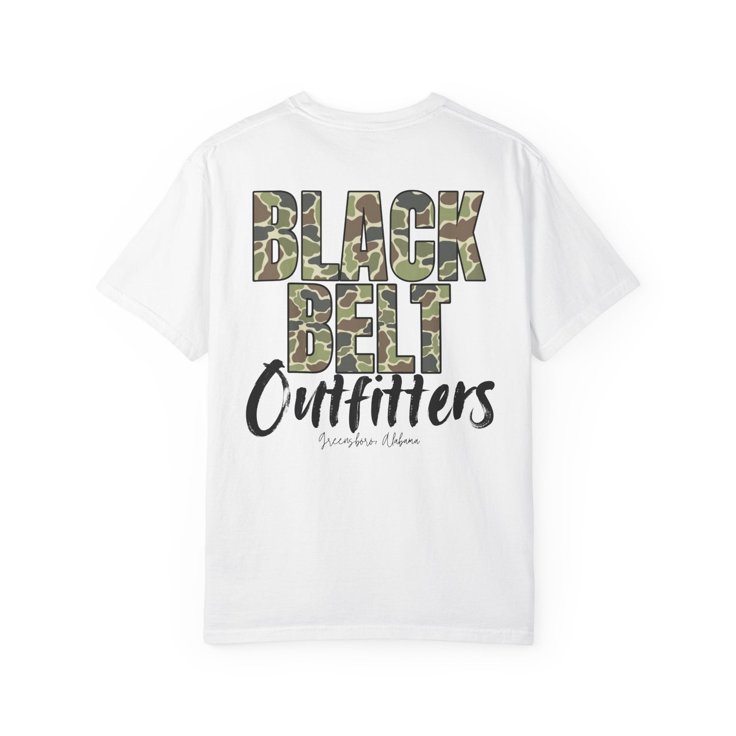 Black Belt Outfitters Camo Logo Unisex Garment-Dyed Pocket T-Shirt