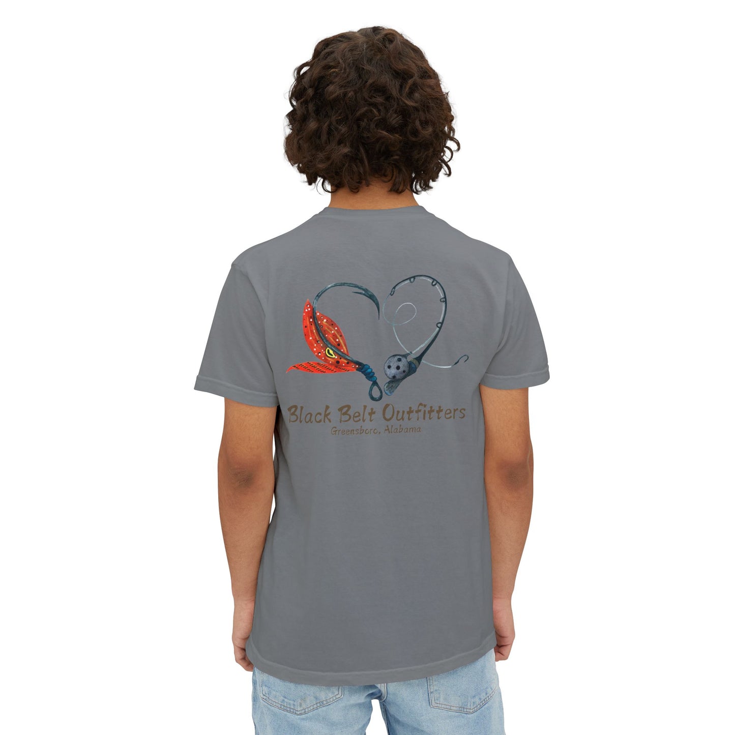 Black belt outfitters Fishing Poles Heart Unisex Garment-Dyed Pocket T-Shirt