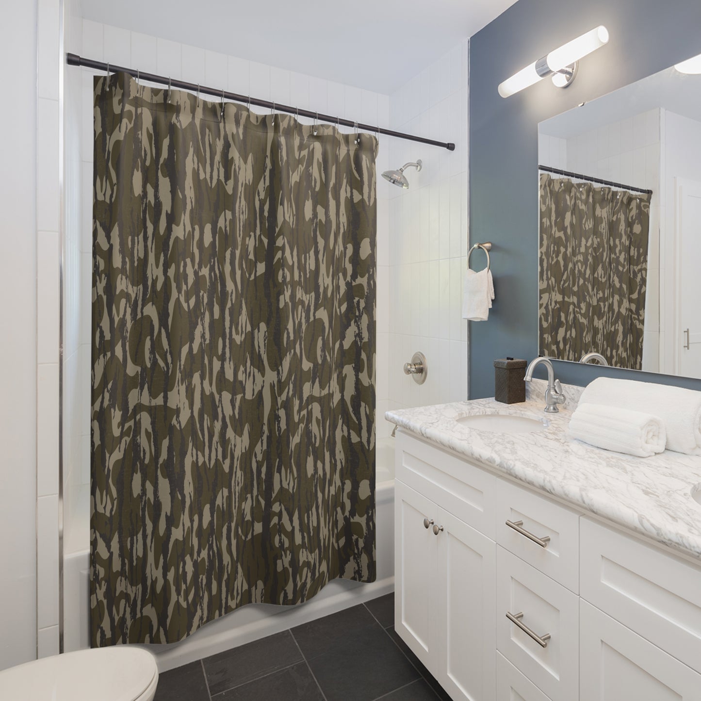 Bottomland Camo Shower Curtain, Modern Bathroom Decor, Unique Gift for Nature Lovers, Rustic Shower Curtain, Home Essentials, Bathroom