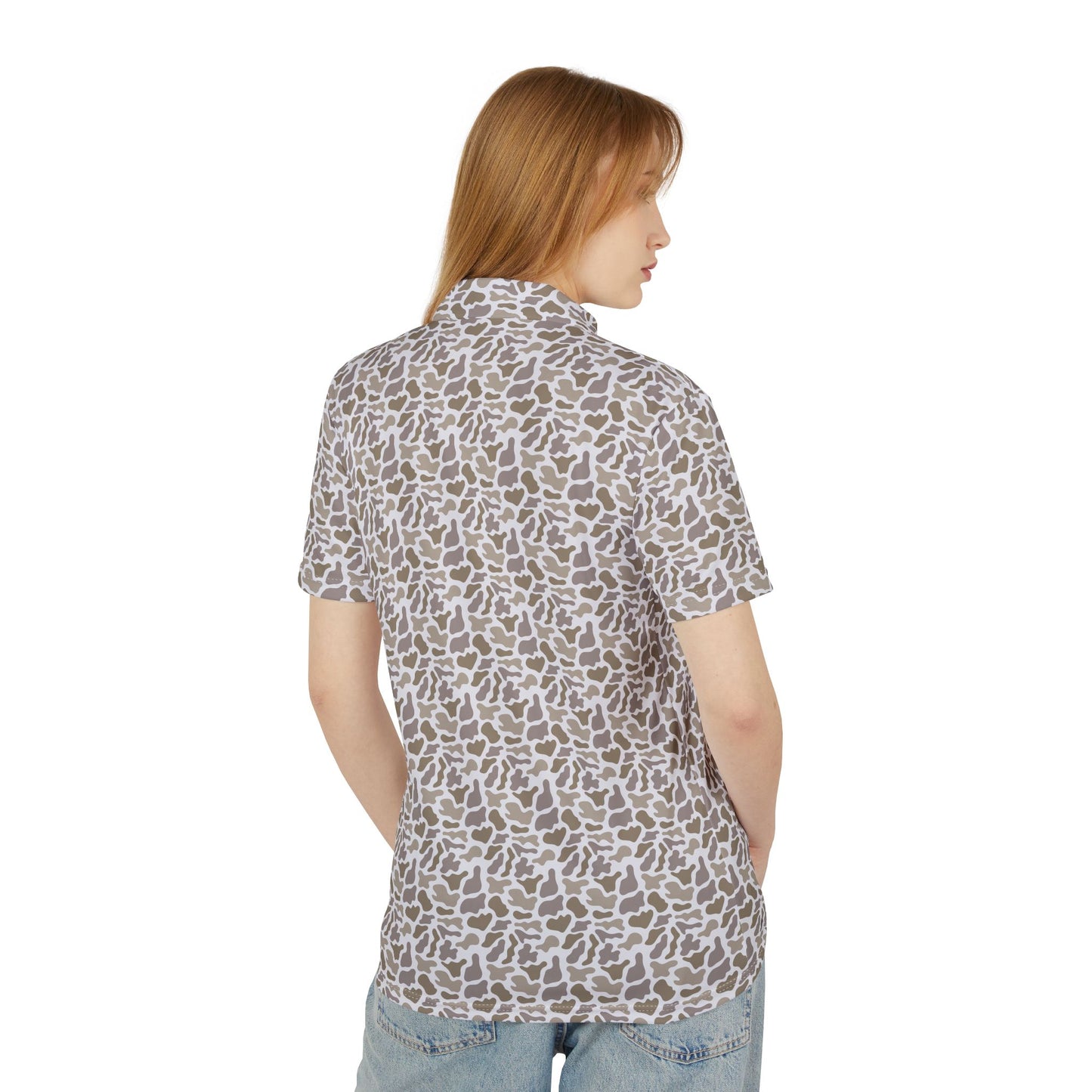 Grey Camo Unisex Polo Shirt, Casual Wear, Outdoor Adventures, Gift for Him, Summer Look