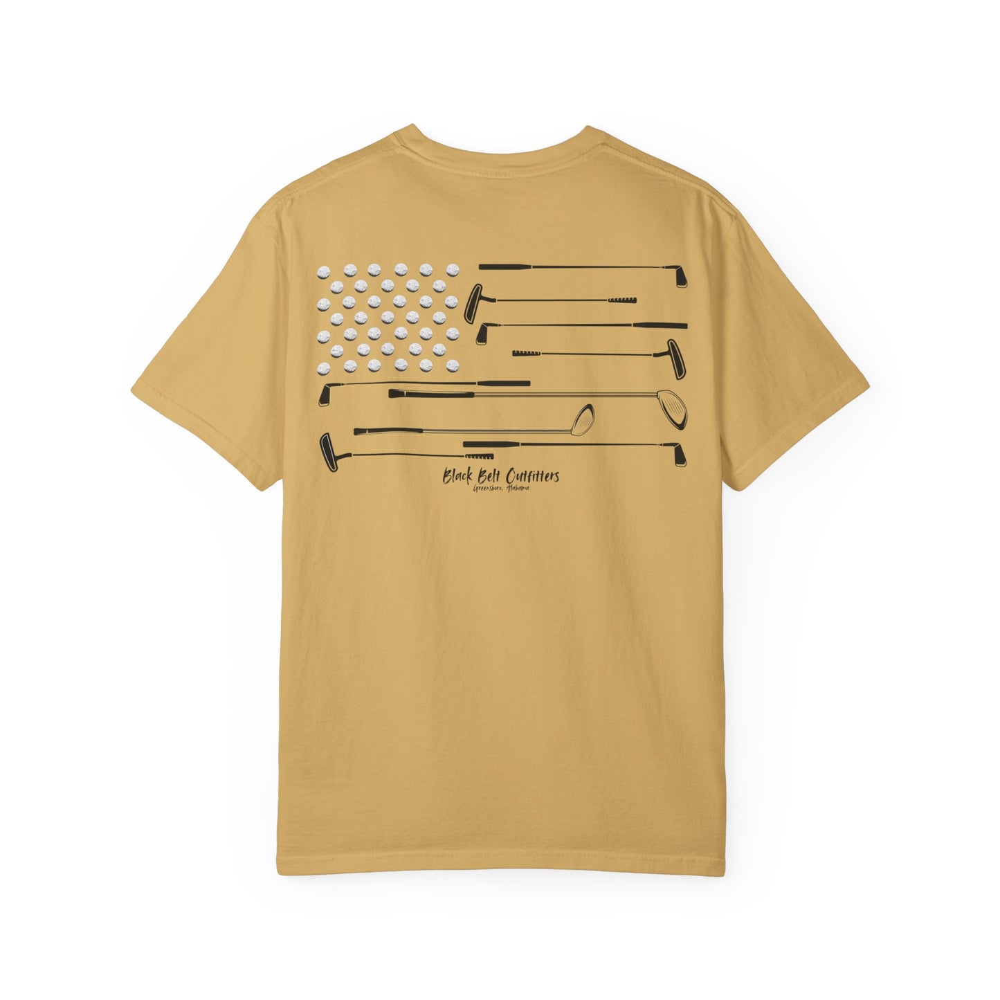 Golf Theme American Flag Unisex Garment-Dyed T-shirt