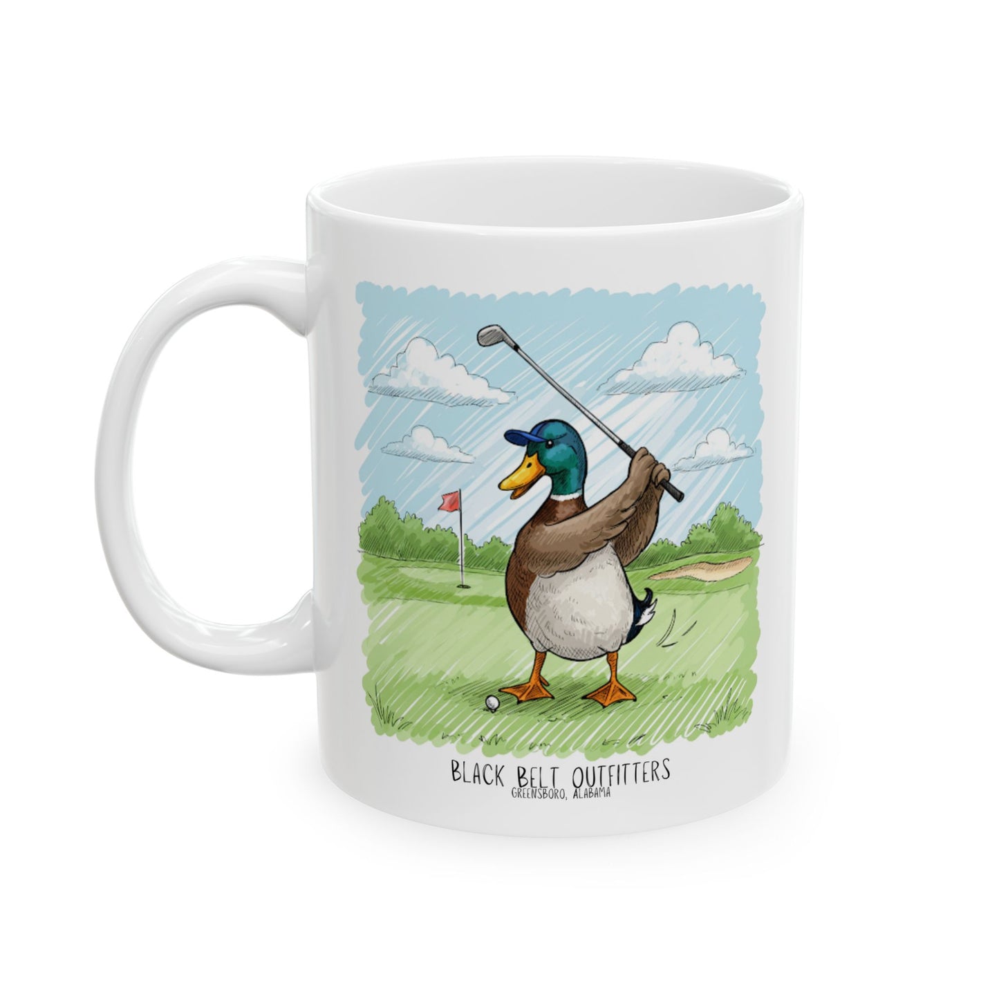 Golf Lover's Golfing Duck Ceramic Mug, Perfect Gift for Golfers, Funny Coffee Cup, Golfing Themed Mug, 11oz and 15oz Sizes