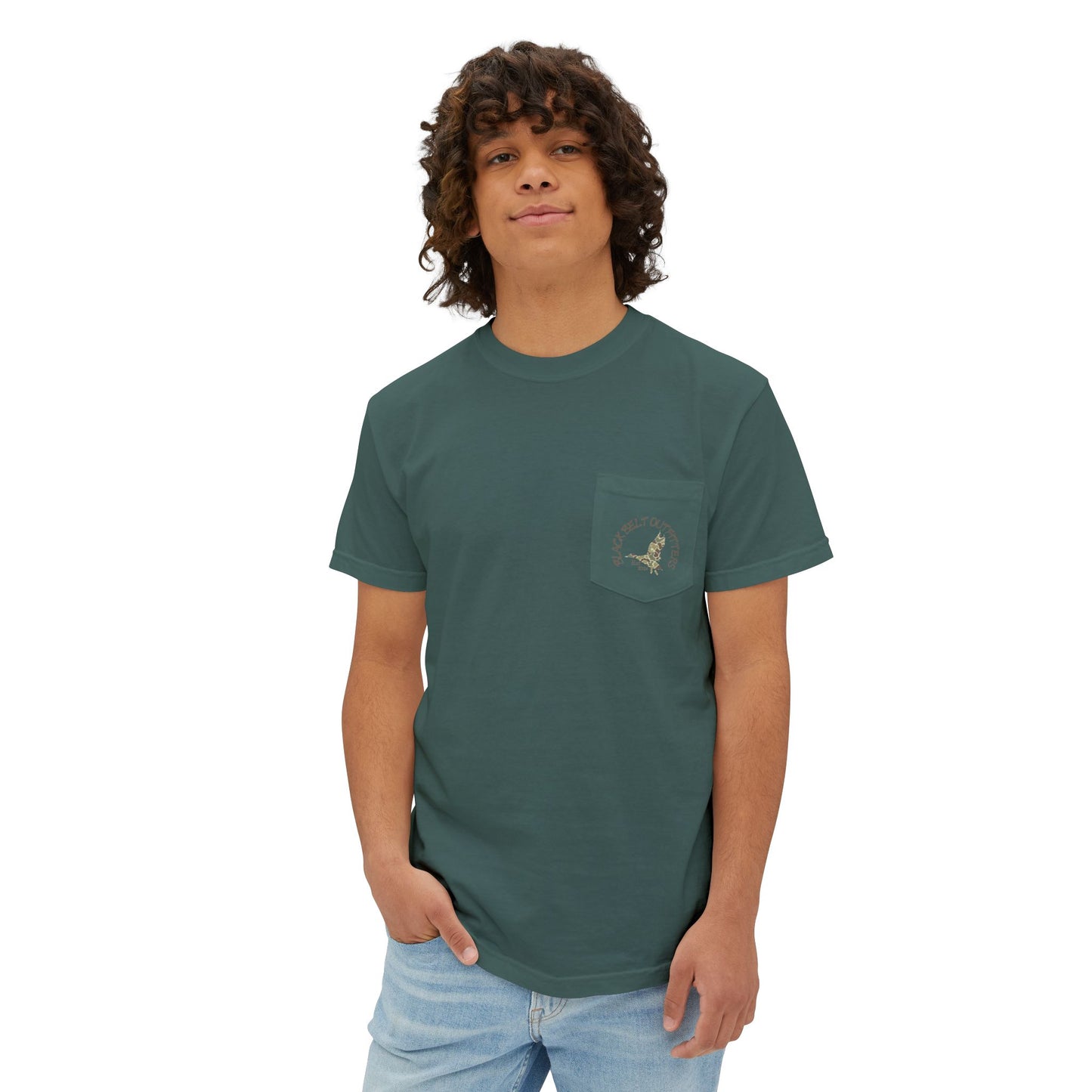 Black belt outfitters, duck hunting custom design hunting Unisex Garment-Dyed Pocket T-Shirt