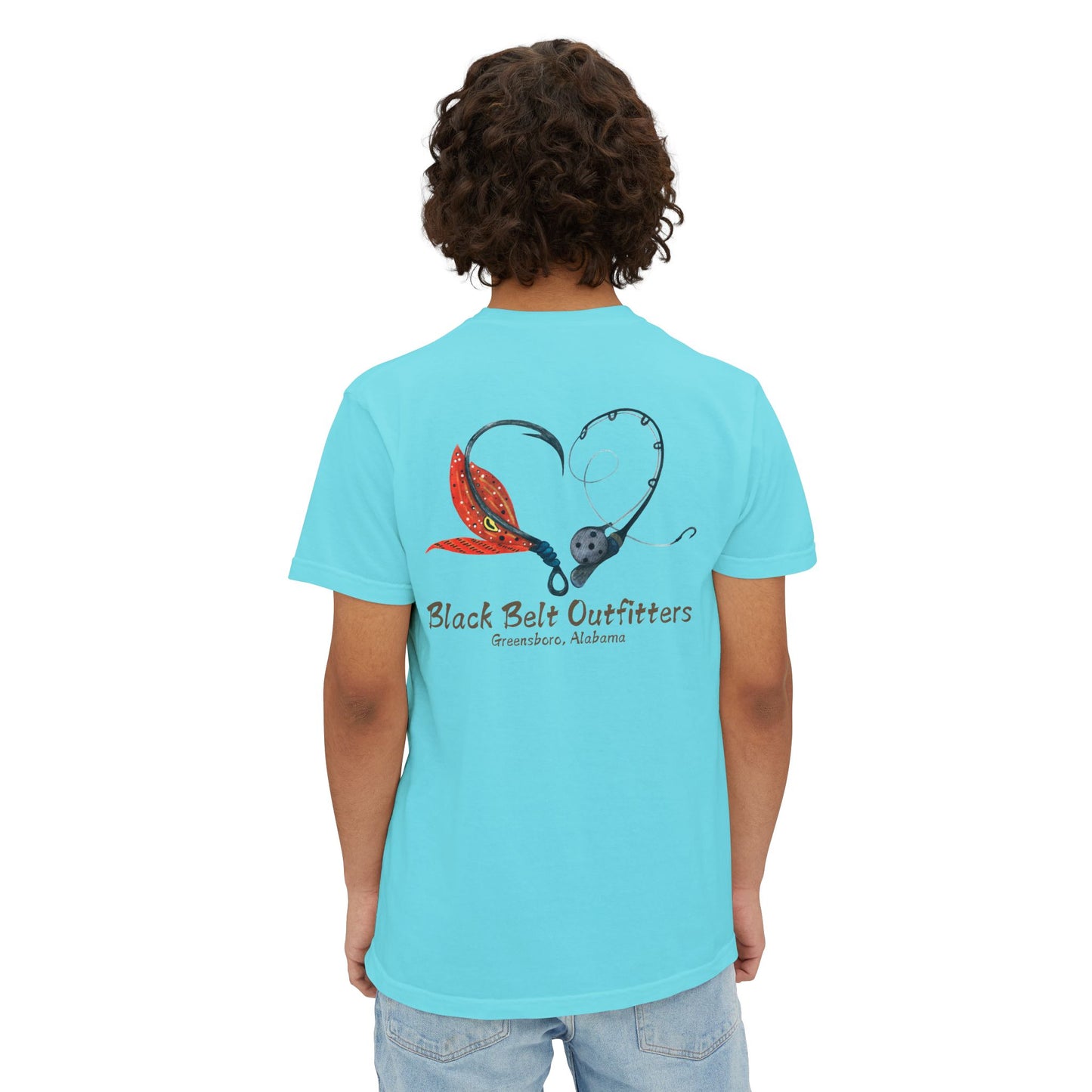 Black belt outfitters Fishing Poles Heart Unisex Garment-Dyed Pocket T-Shirt