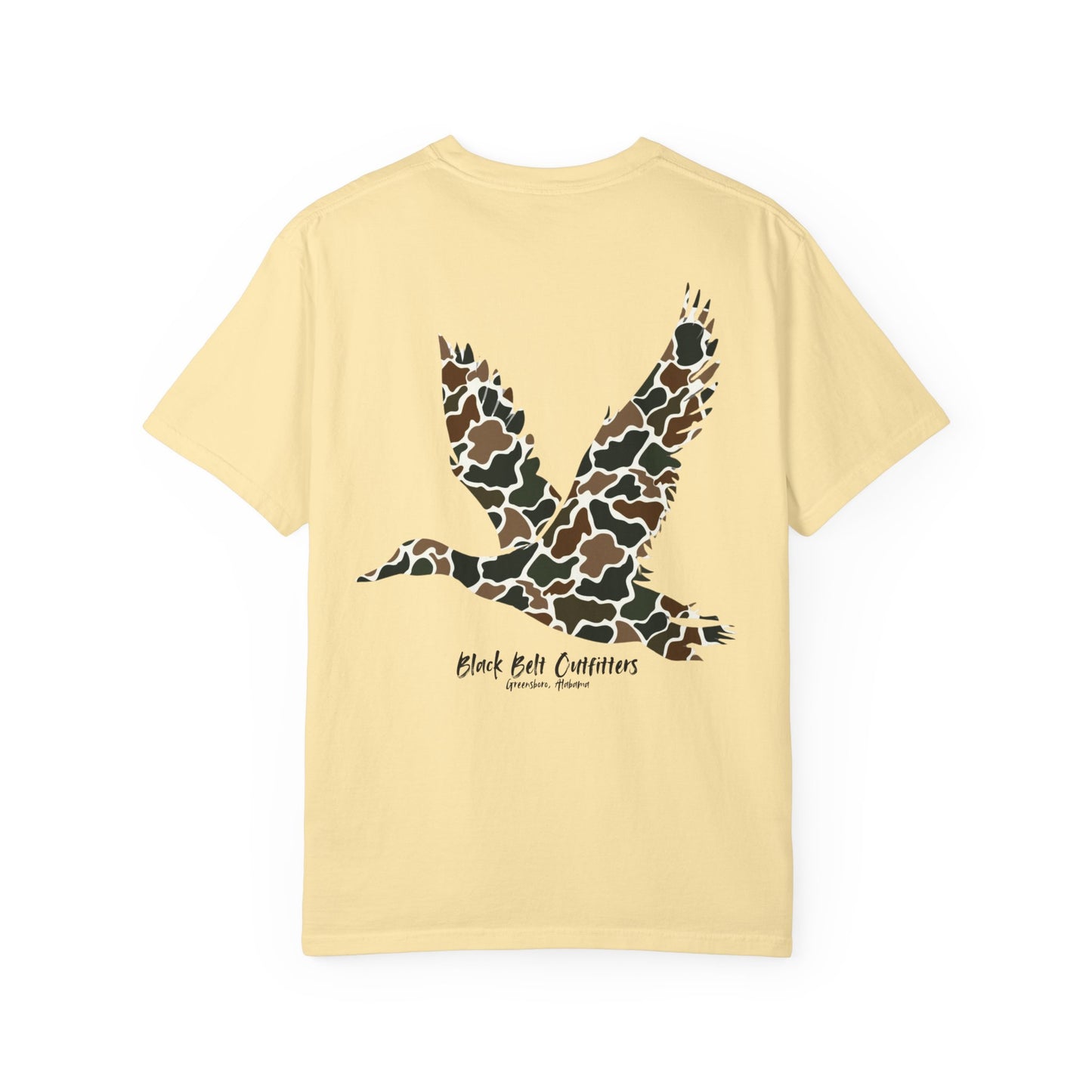 Old School Camo Flying Duck Unisex Garment-Dyed Pocket T-Shirt
