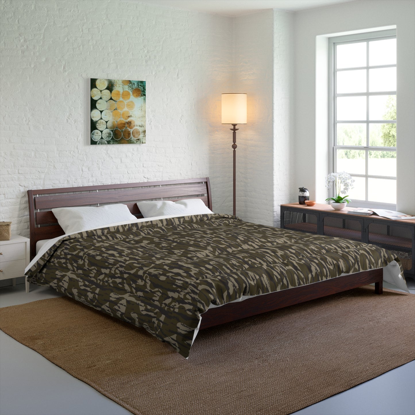 Bottomland Camo Comforter | Cozy Bedding for Home Decor, Camo Pattern Comforter, Modern Bedroom, Gift for Her, Unique Housewarming