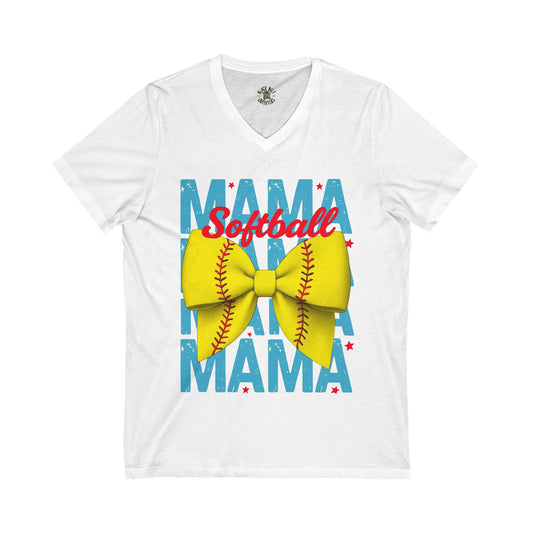 Softball Mama V-Neck Tee – Unisex Jersey T-Shirt for Game Day