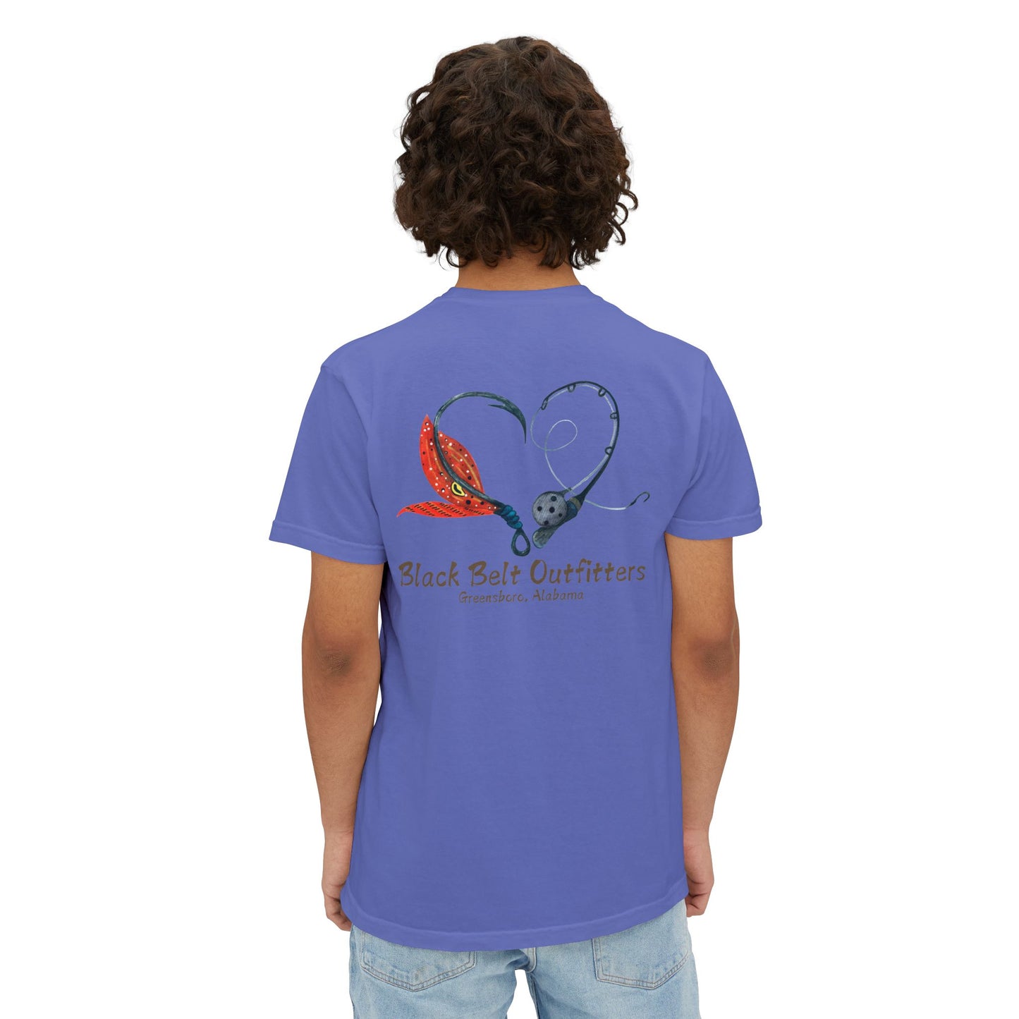 Black belt outfitters Fishing Poles Heart Unisex Garment-Dyed Pocket T-Shirt