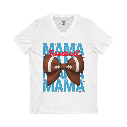 Football Mama V-Neck Tee – Unisex Jersey T-Shirt for Game Day
