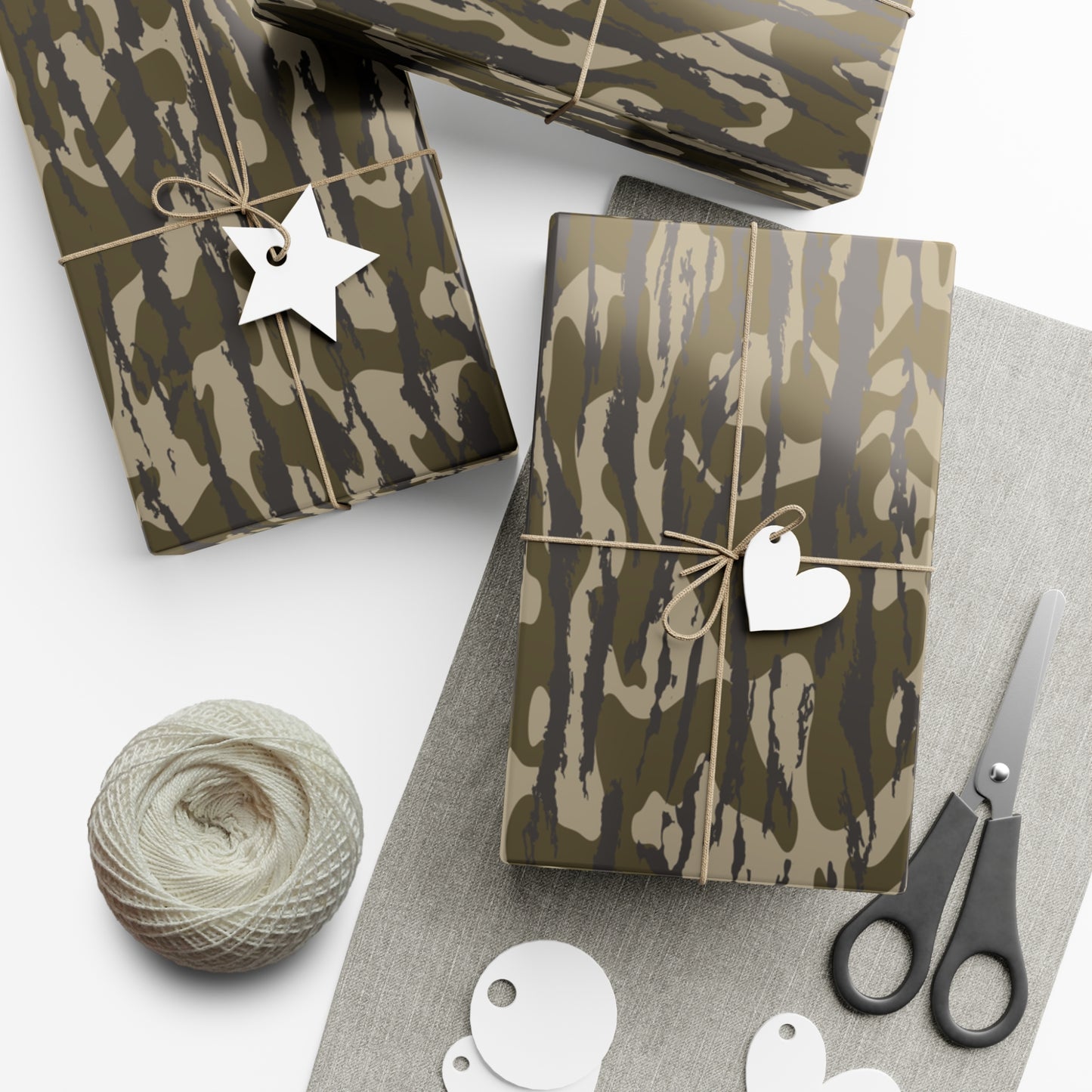 Bottomland Camo Gift Wrap Paper, Perfect for Holidays, Birthdays, Parties, Eco-Friendly Packaging, Unique Camo Design