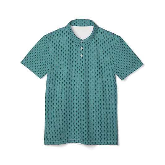 Golfer Silhouette Pattern Blue Unisex Polo Shirt (AOP)