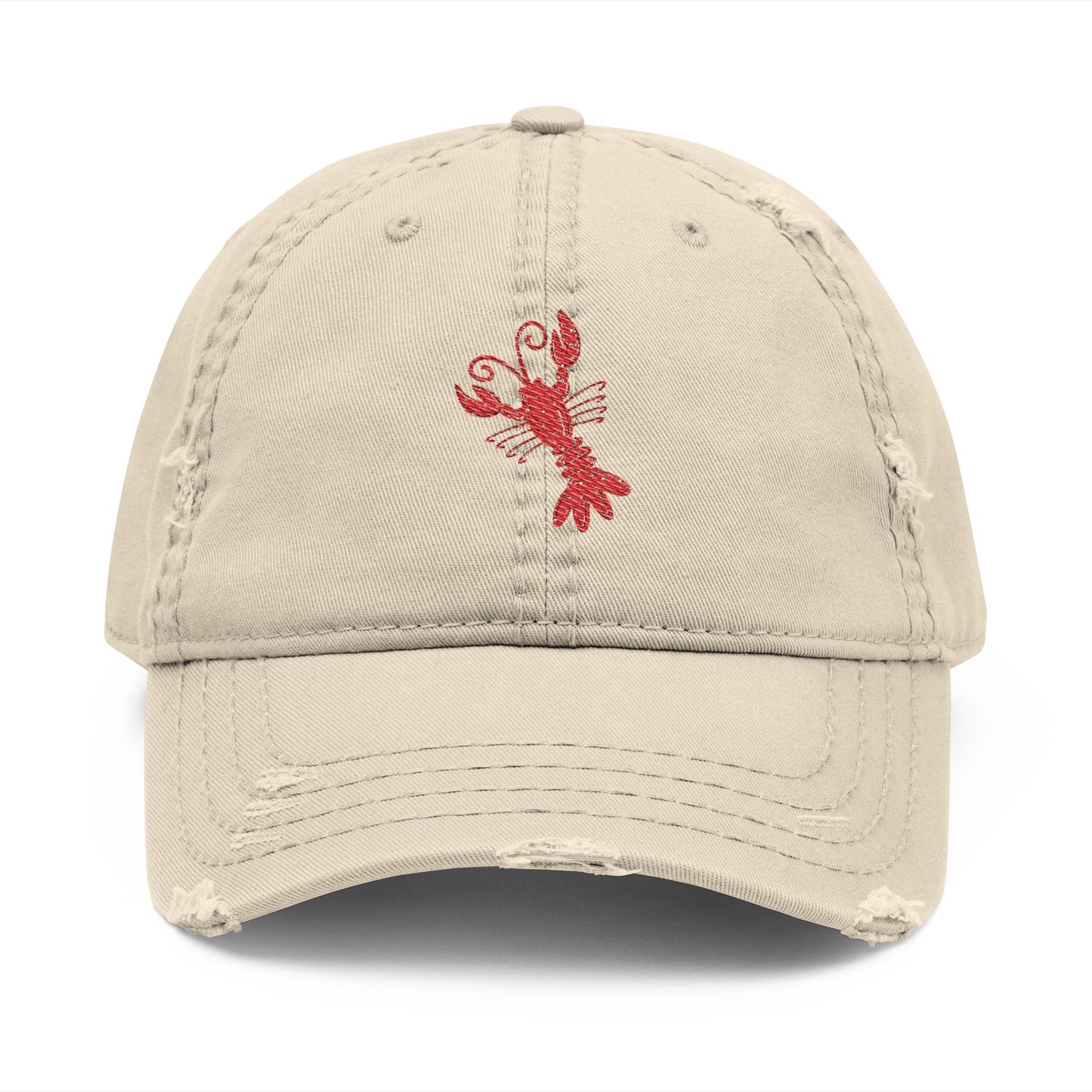 Crawfish Embroidered Distressed Dad Hat, Casual Summer Cap, Beach Style, Fishing Gift for Dad, Vintage Baseball Hat