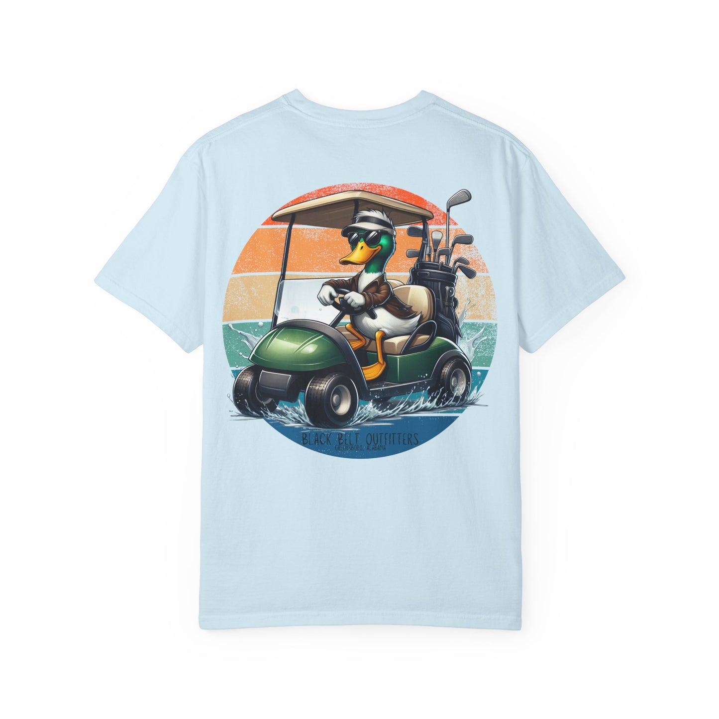 Mallard Duck Golf Cart Unisex T-Shirt, Perfect for Gifts, Father's Day, Golf Events, Casual Wear, Comfortable Tee