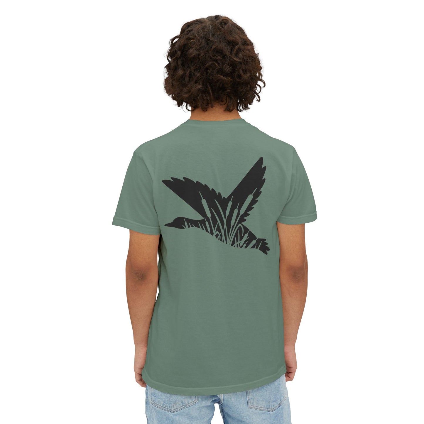 Black belt, outfitters old-school camo hunting dog silhouette logo hunting Unisex Garment-Dyed Pocket T-Shirt